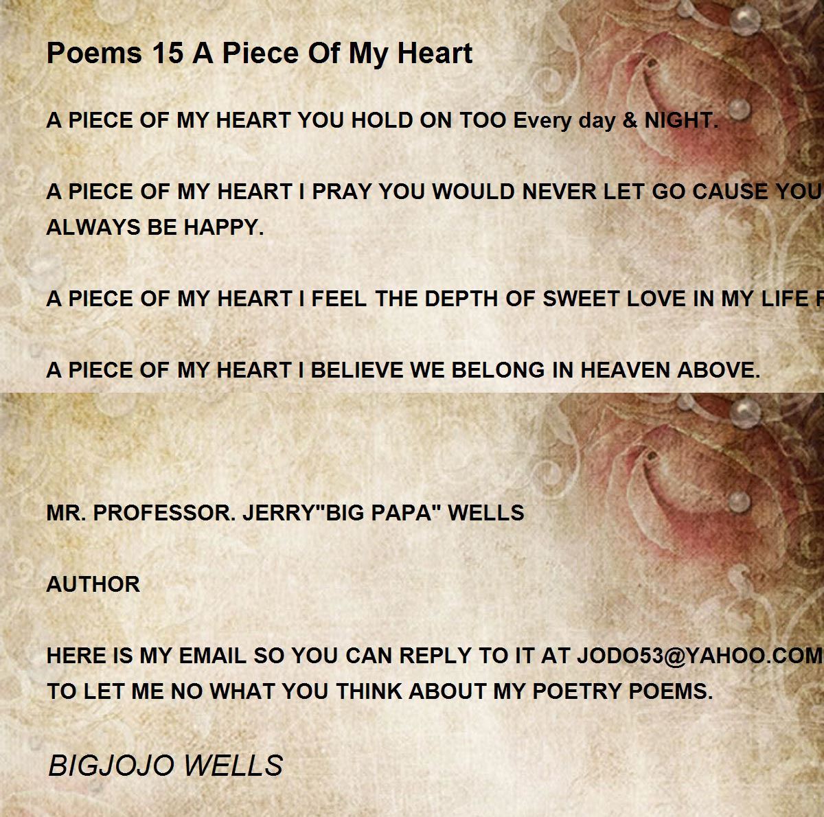 The Pieces Of My Heart - The Pieces Of My Heart Poem by Theo Williams