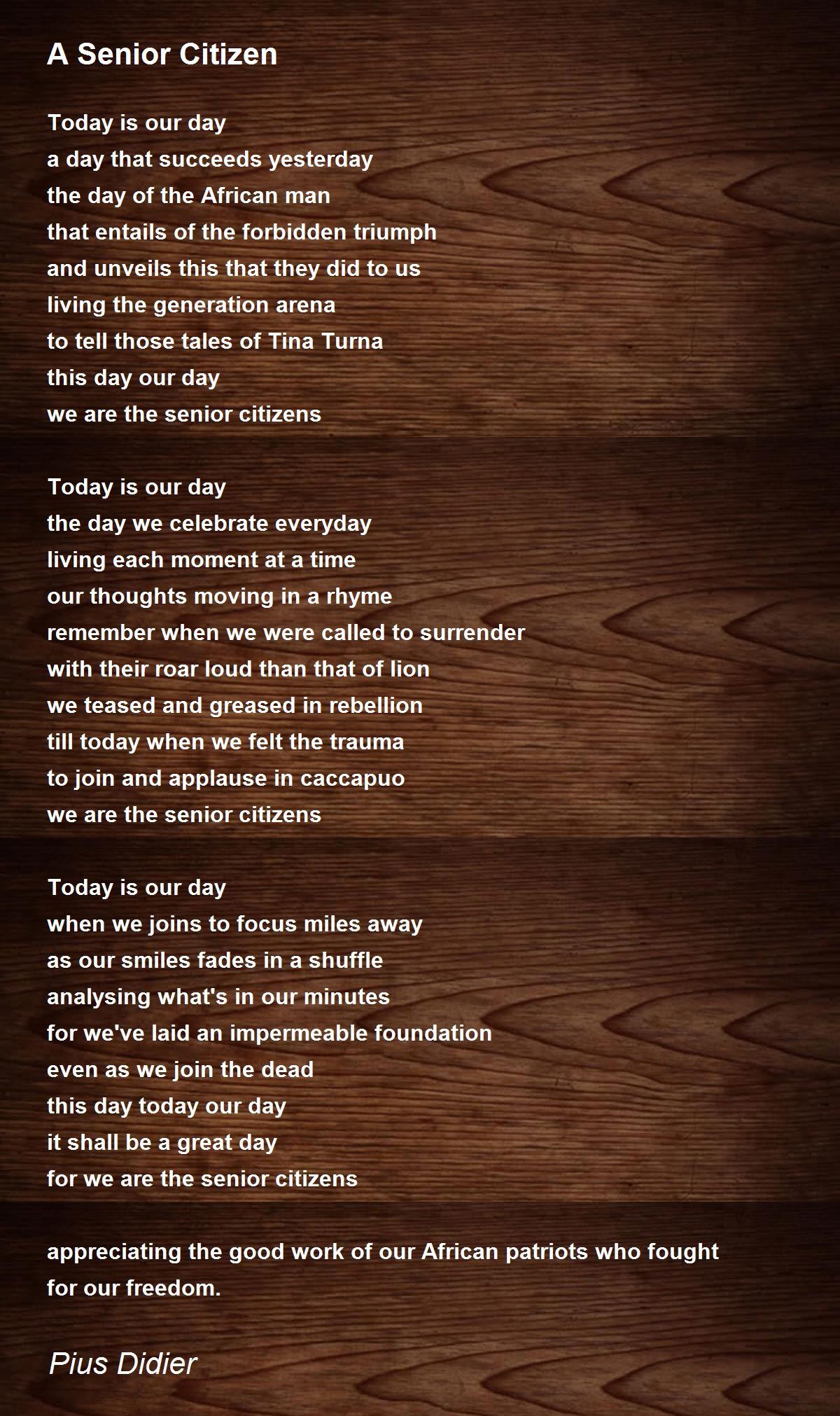 A Senior Citizen Poem By Pius Dir
