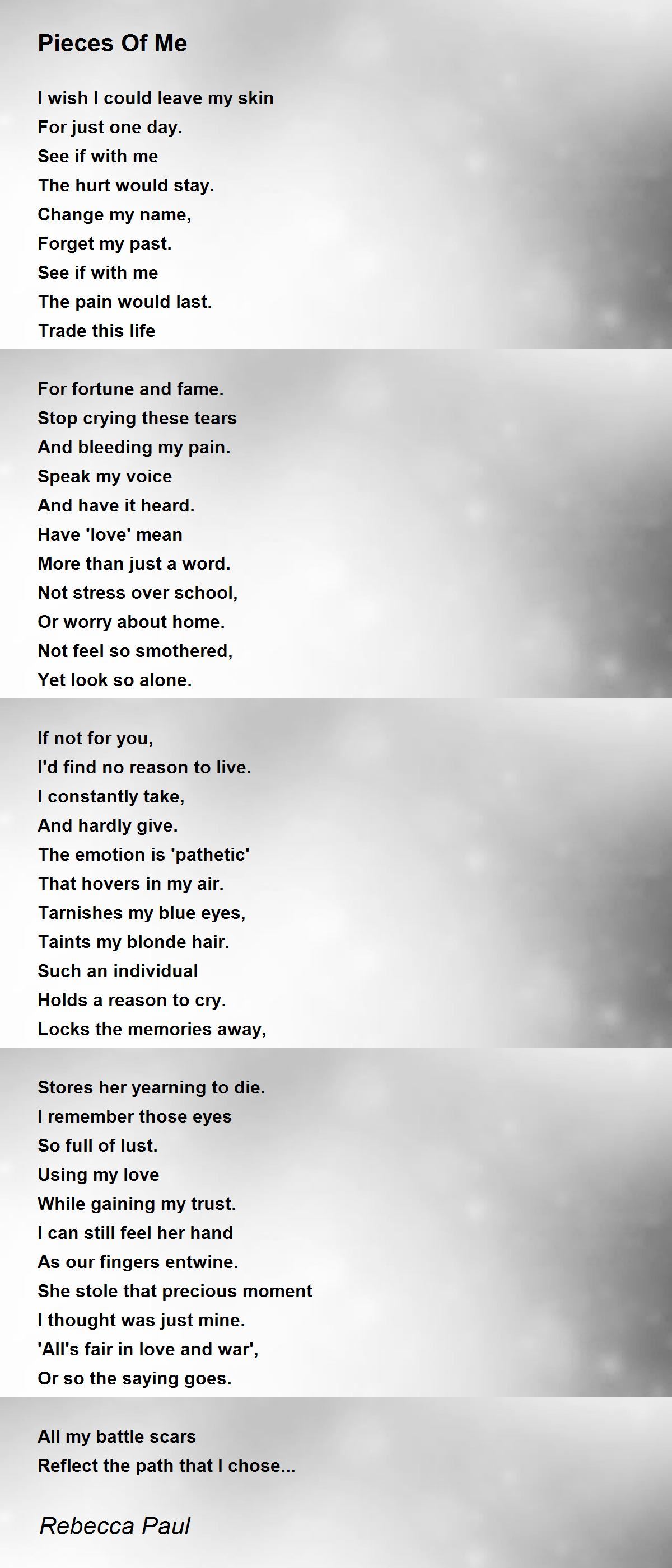 Pieces Of Me - Pieces Of Me Poem by Rebecca Paul