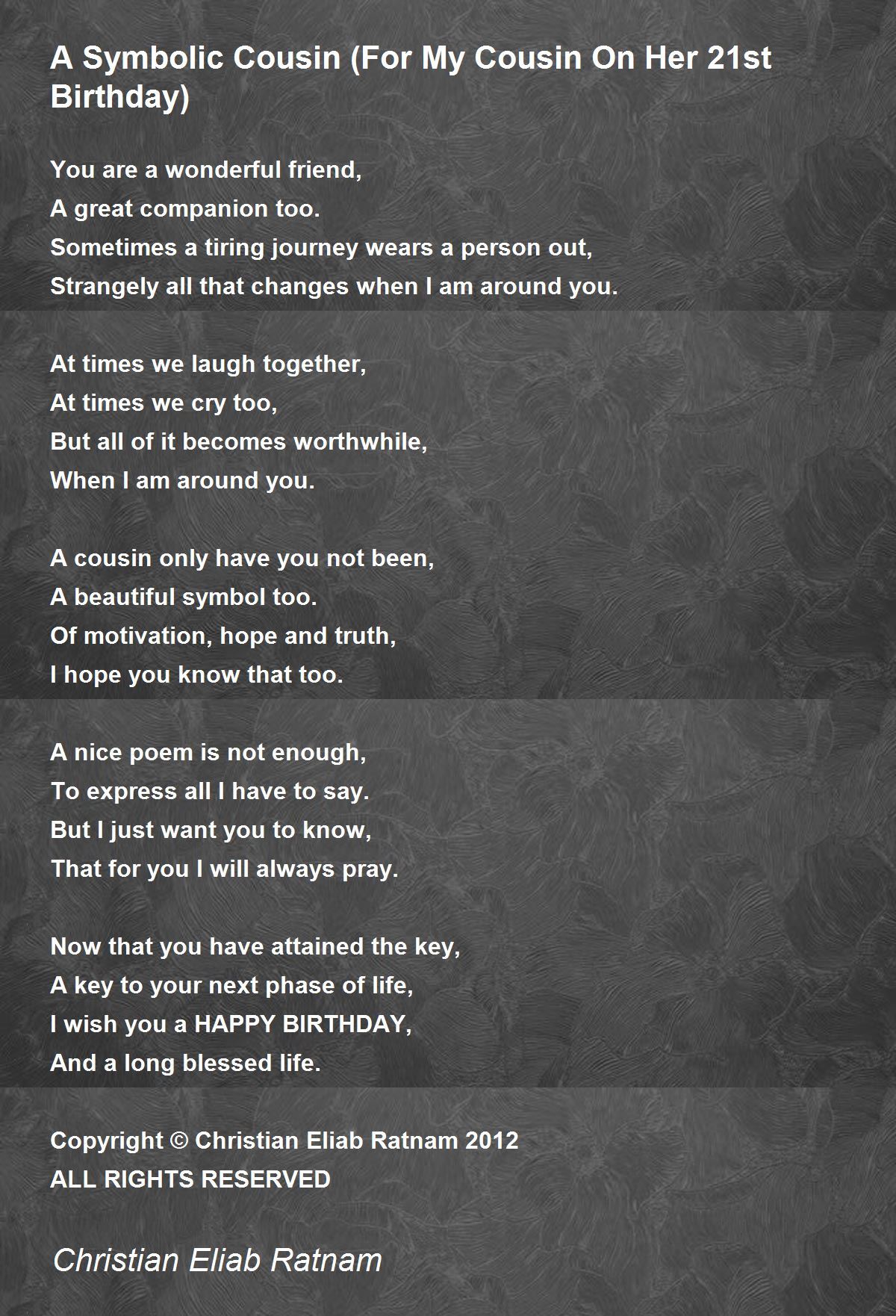 happy 21st birthday poems