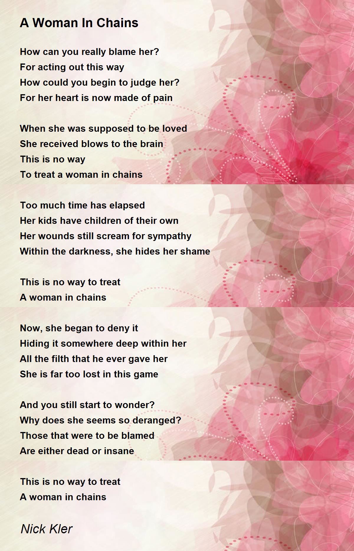 Woman in Chains - a poem by csmmoms2 - All Poetry