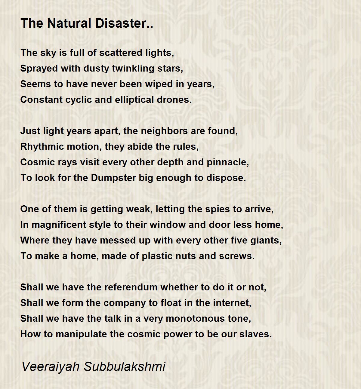 Natural Disaster Poem