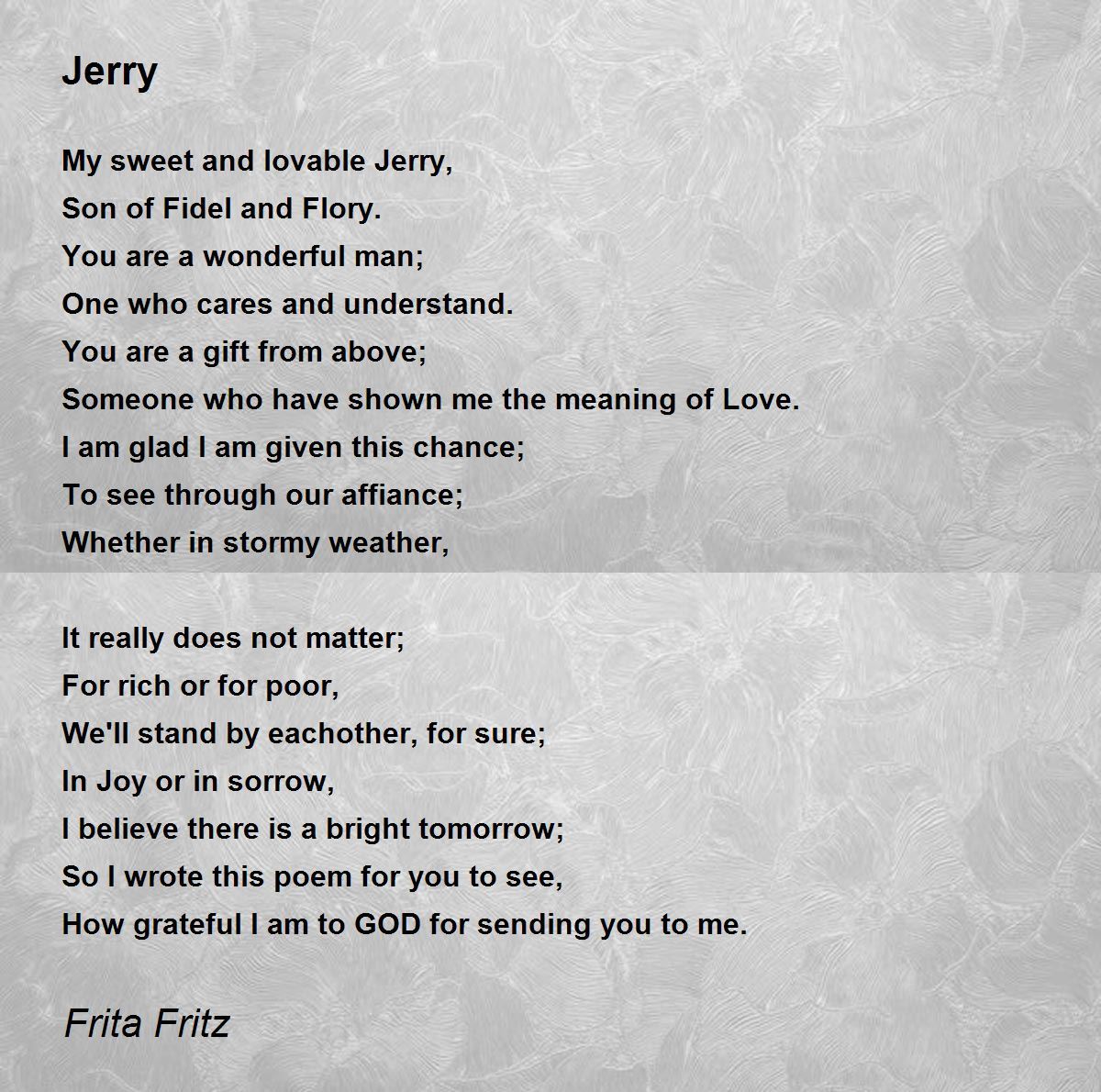 Jerry - Jerry Poem by Frita Fritz