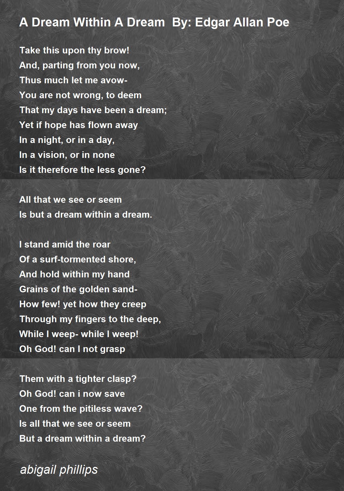 a dream within a dream by edgar allan poe poem