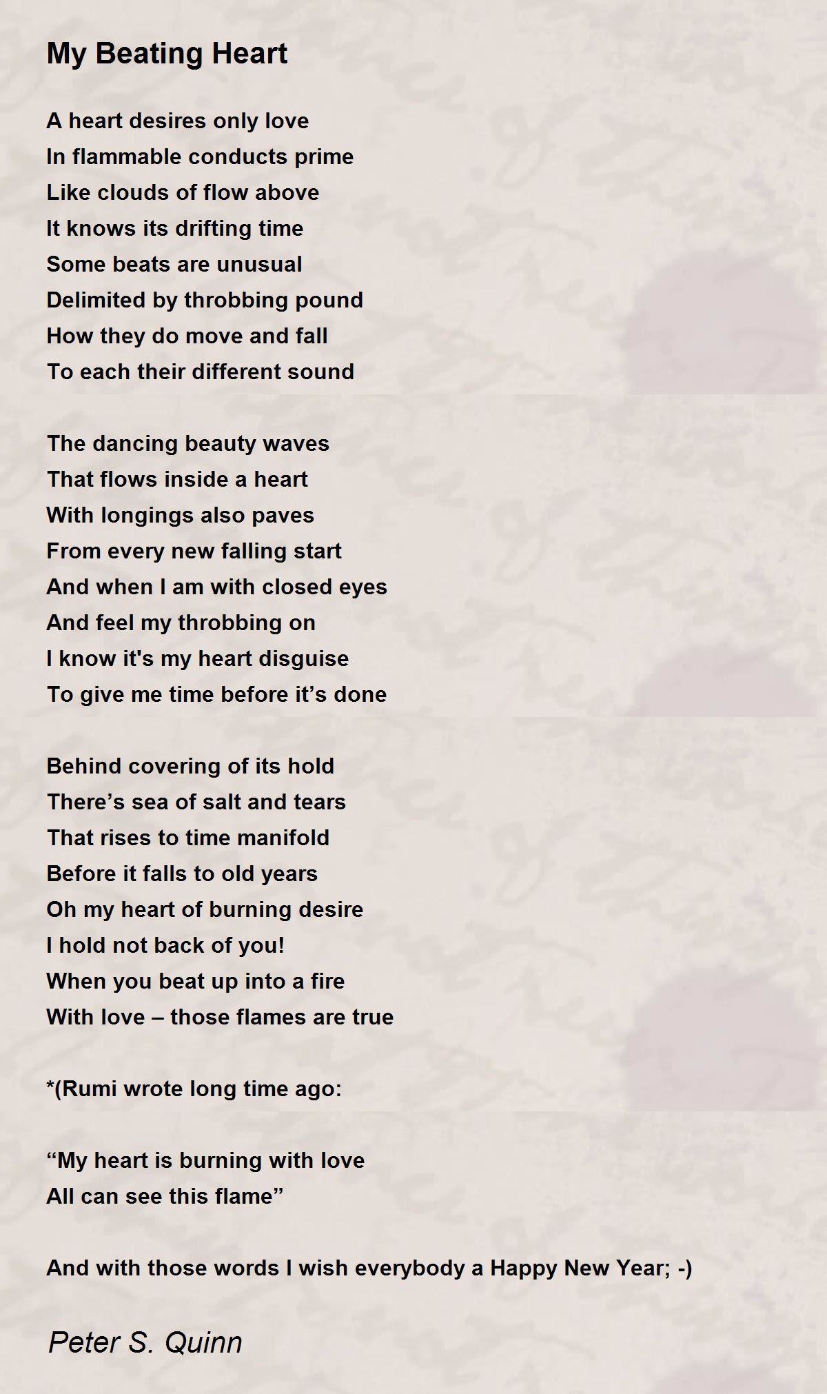 Forstyrre Pudsigt Ung dame My Beating Heart - My Beating Heart Poem by Peter S. Quinn