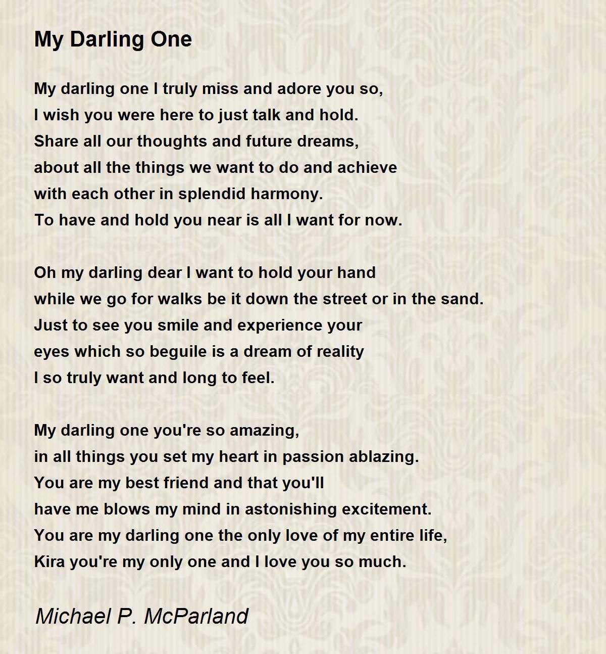 My Darling One My Darling One Poem By Michael P Mcparland