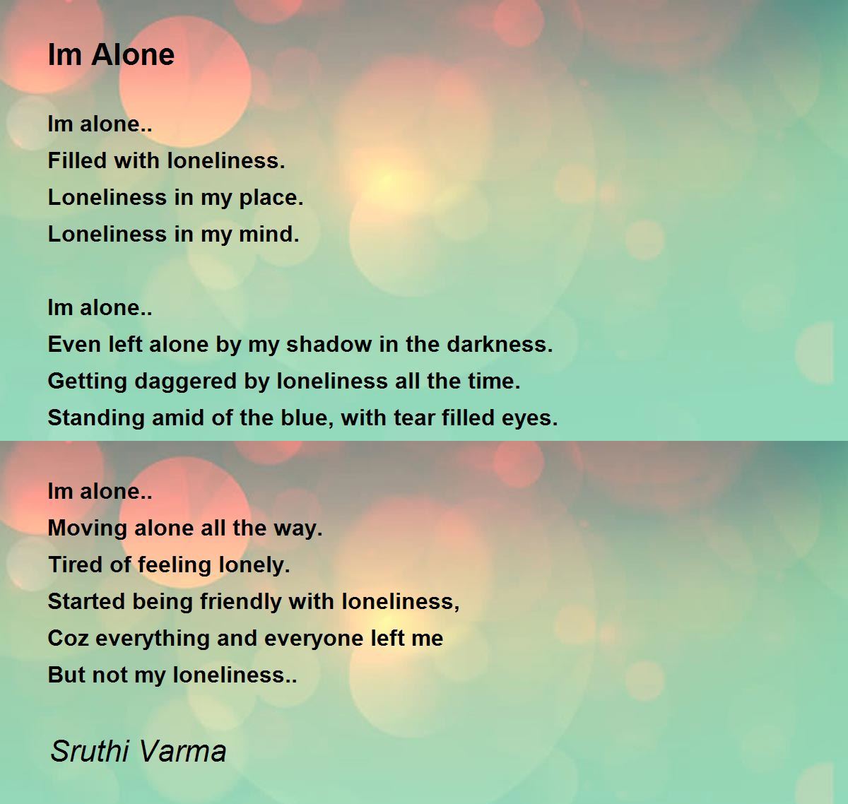 Im Alone - Im Alone Poem by Sruthi Varma