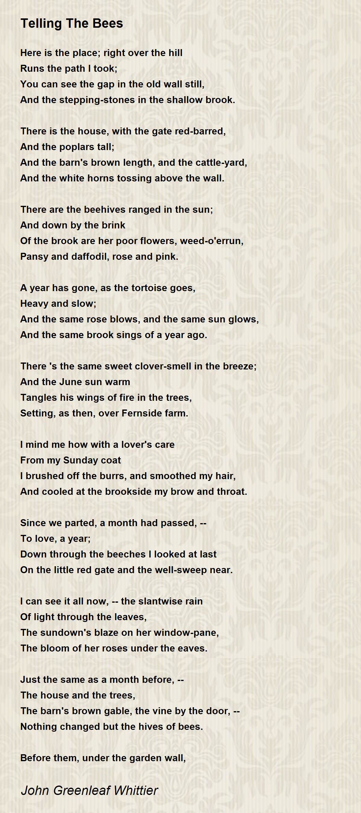 telling the bees poem