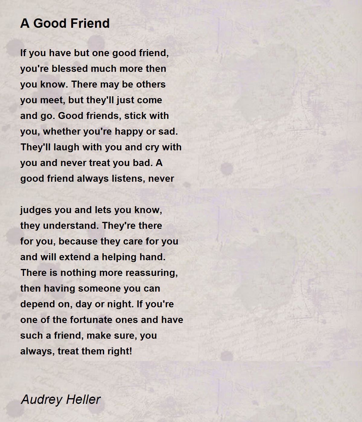 A Good Friend - A Good Friend Poem by Audrey Heller