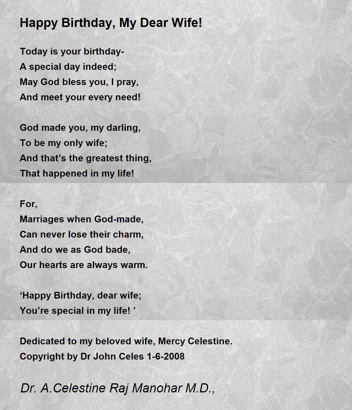 Happy Birthday, My Dear Wife! - Happy Birthday, My Dear Wife! Poem ...