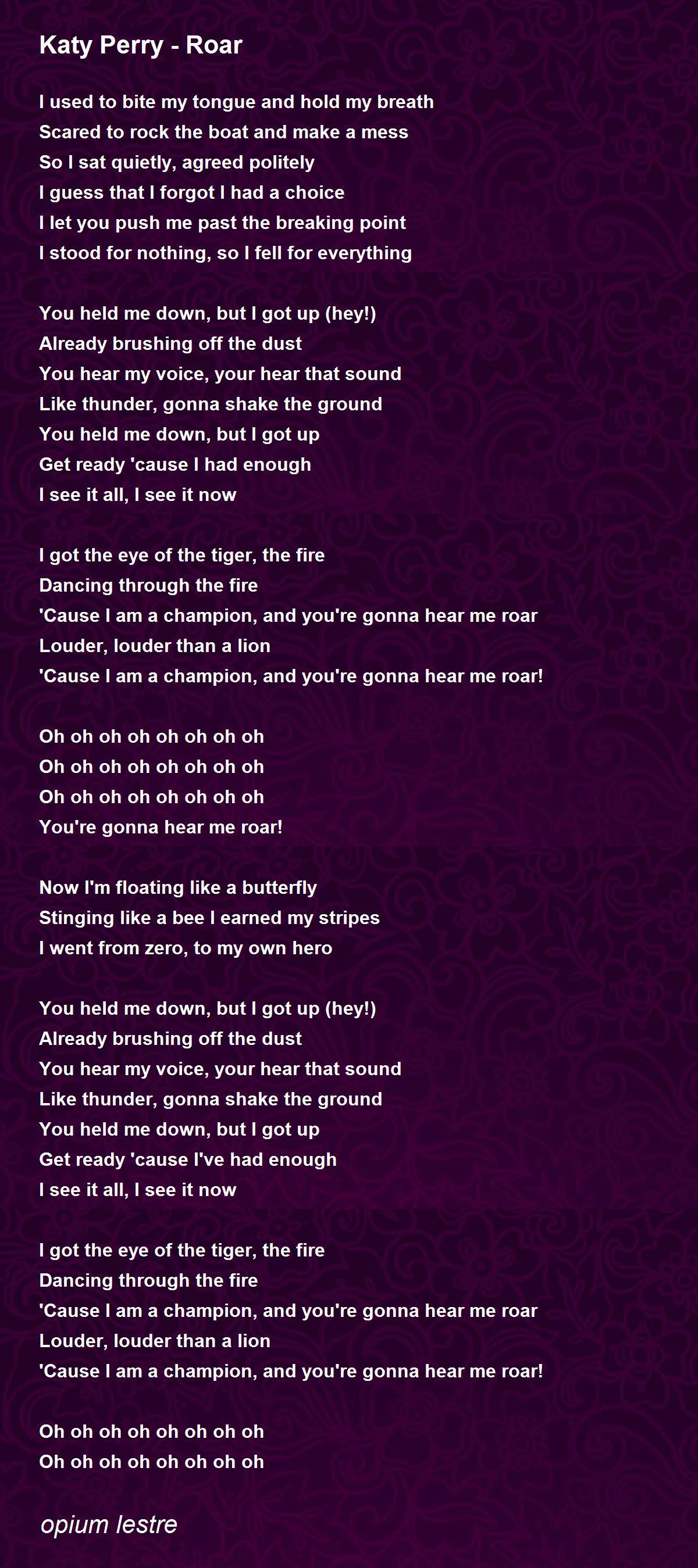 katy perry roar lyrics full song - Google Search