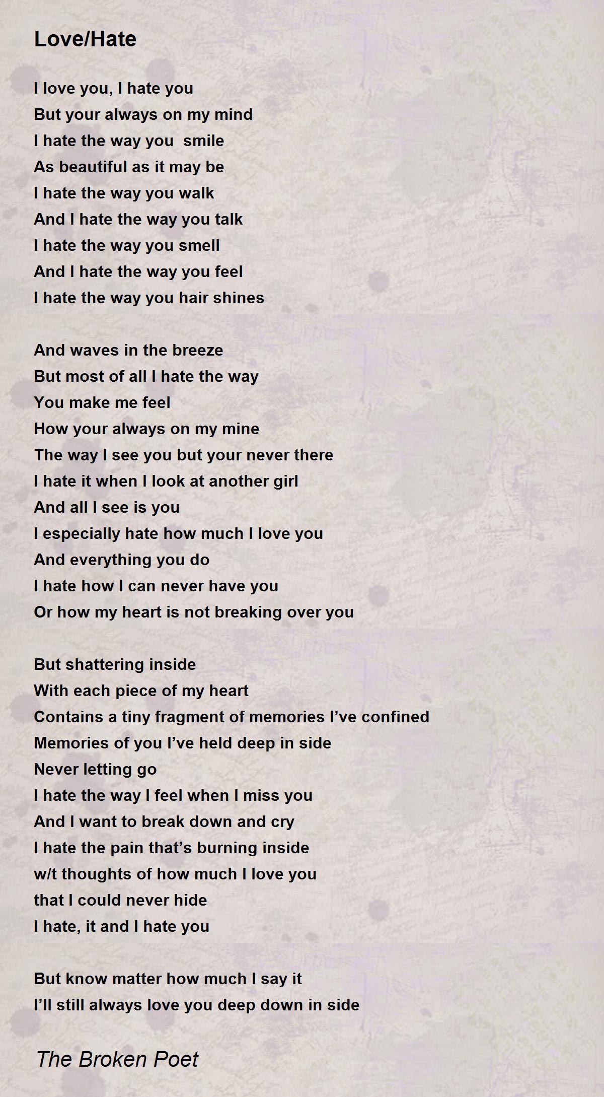 Love Hate Love Hate Poem By The Broken Poet