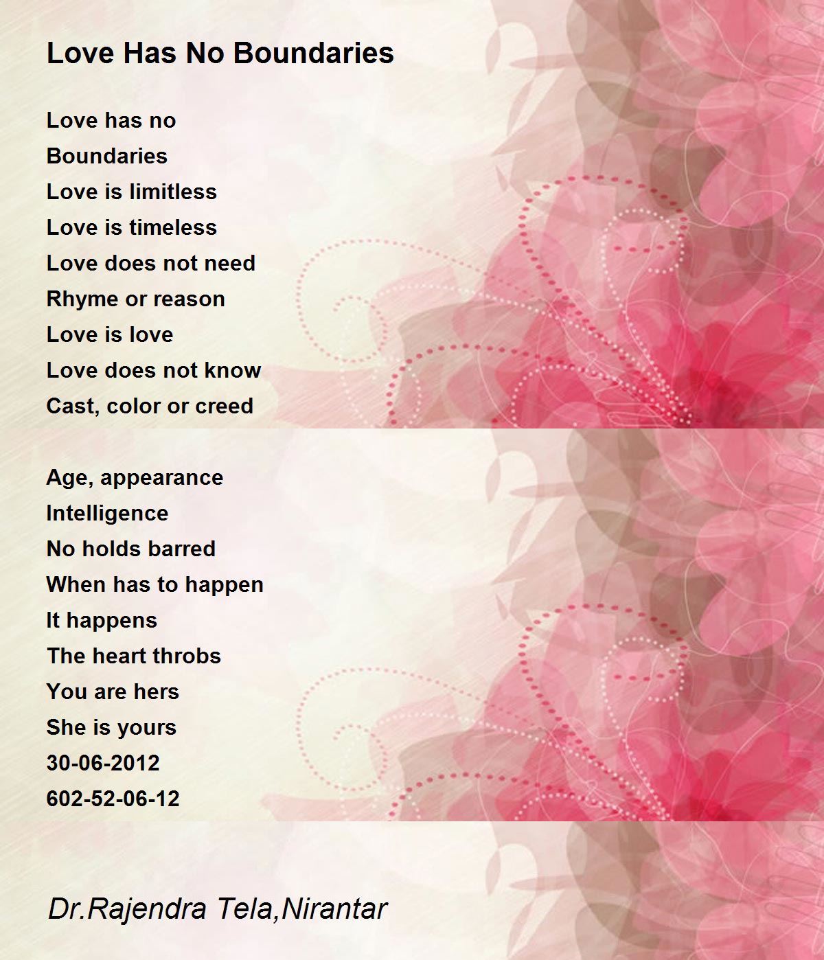 Love Has No Boundaries - Love Has No Boundaries Poem by Dr.Rajendra  Tela,Nirantar
