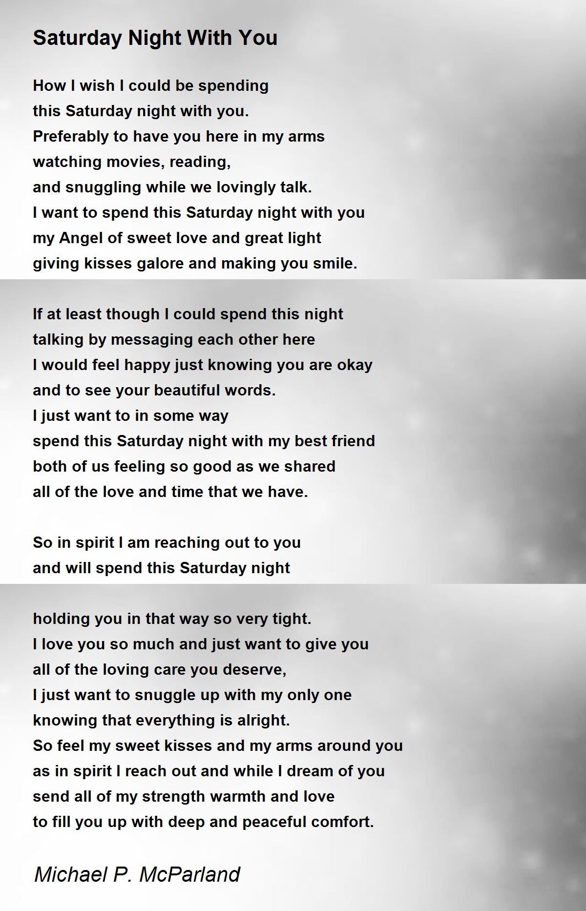 Spending The Night With You - Spending The Night With You Poem by Michael  P. McParland