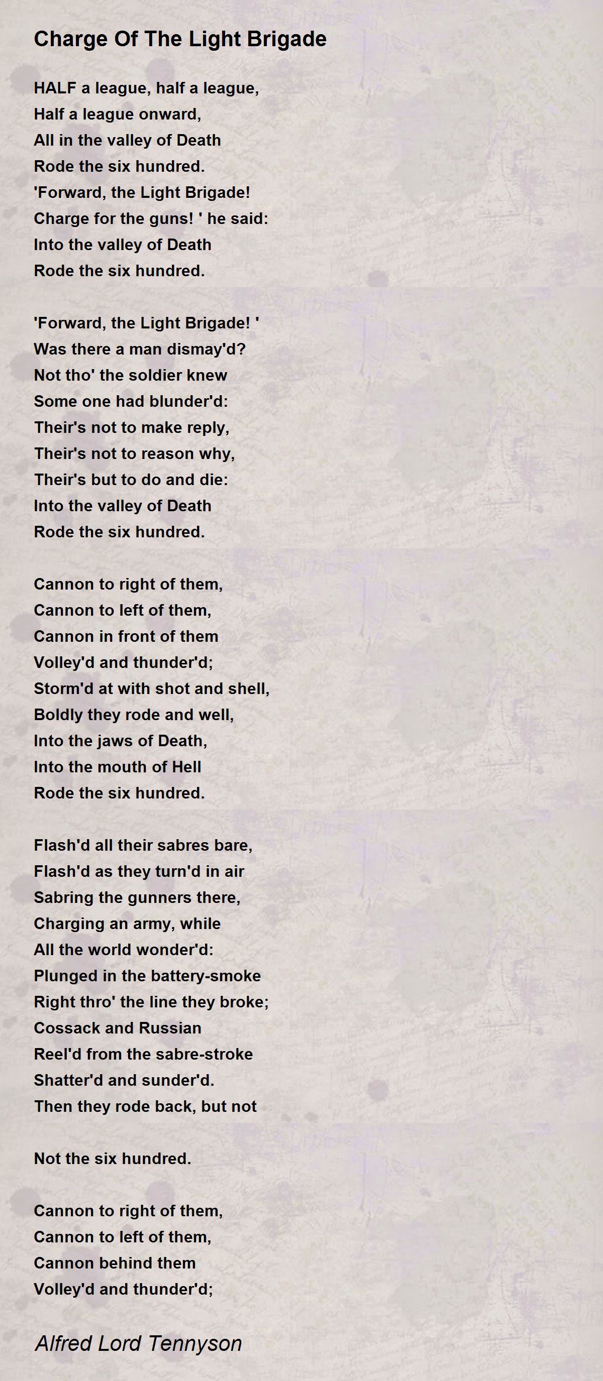Charge Of The Light Brigade - Charge Of The Light Brigade Alfred Lord Tennyson