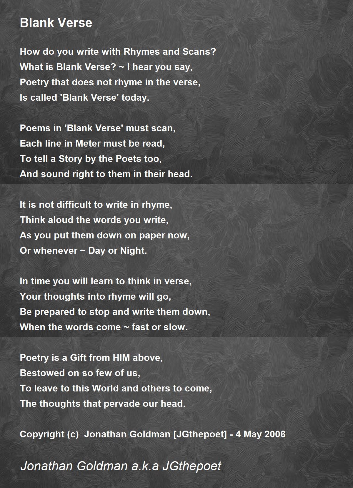 What Is A Blank Verse Poem Examples Sitedoct