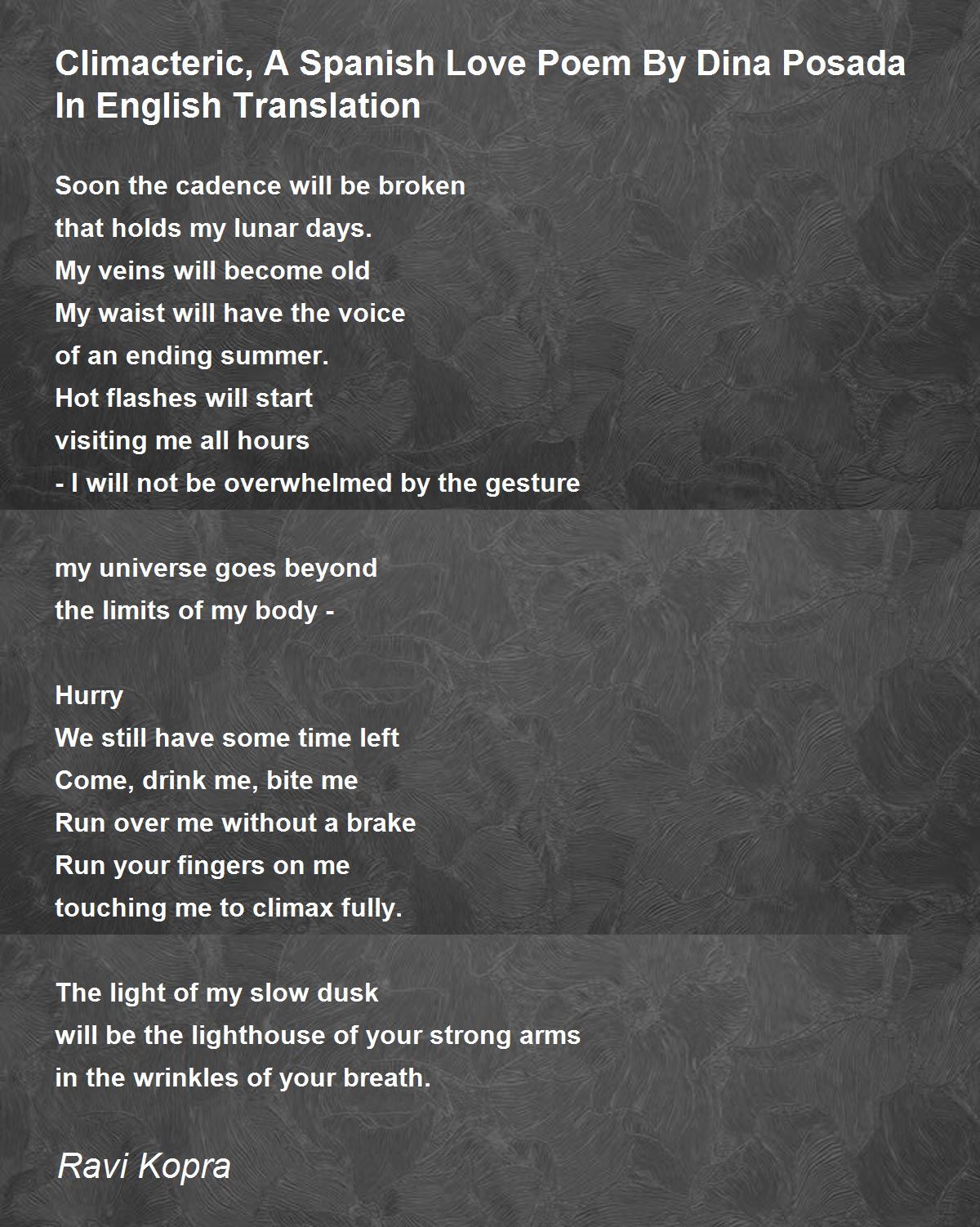 Spanish Love Poem By Dina Posada