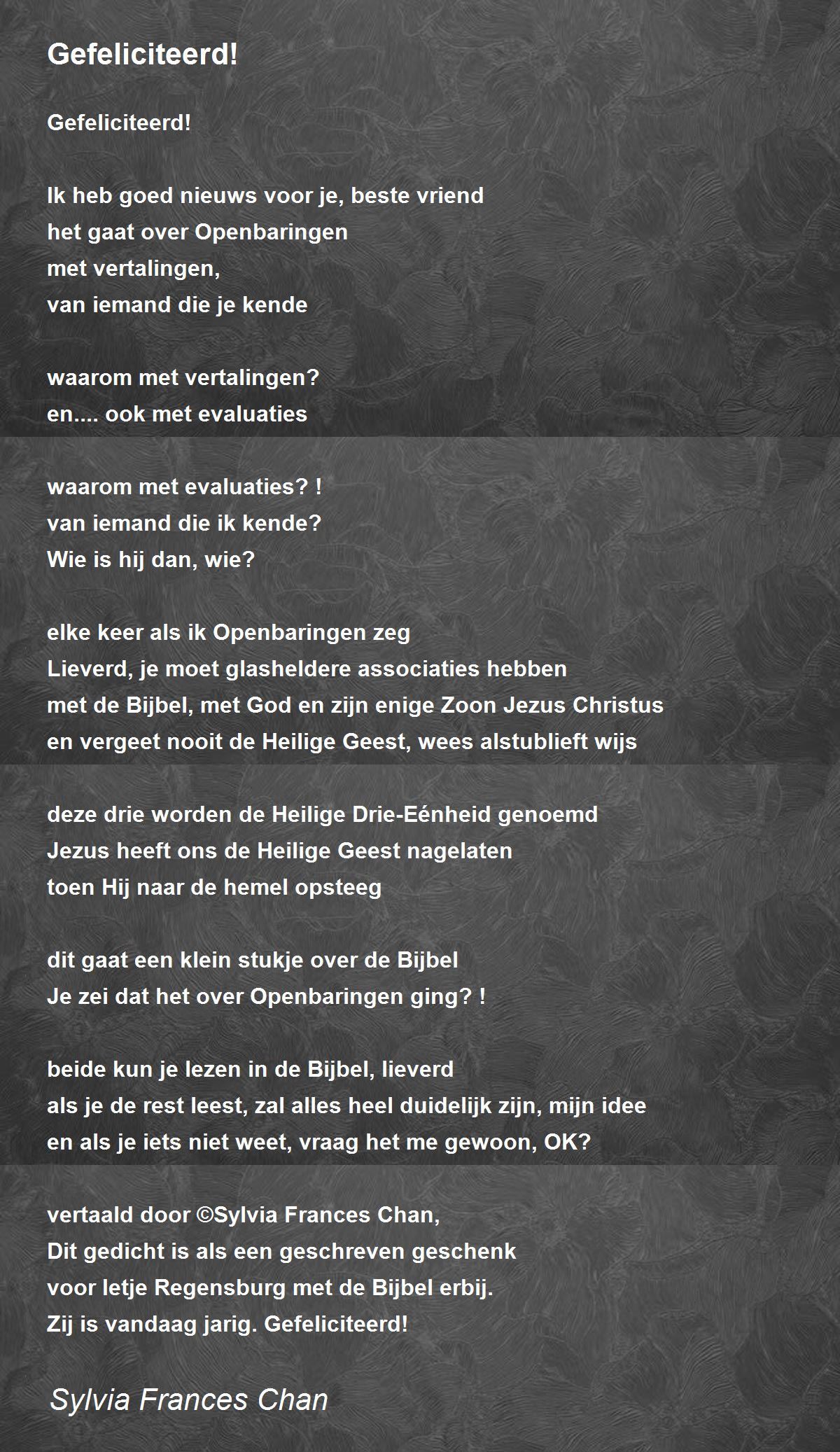 Gefeliciteerd! - Gefeliciteerd! Poem by Sylvia Frances Chan, image size:1200x2074