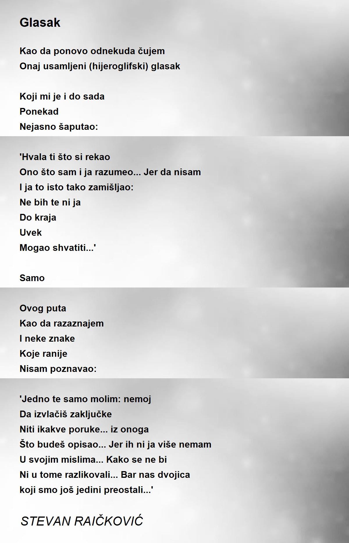 Glasak - Glasak Poem by STEVAN RAIČKOVIĆ