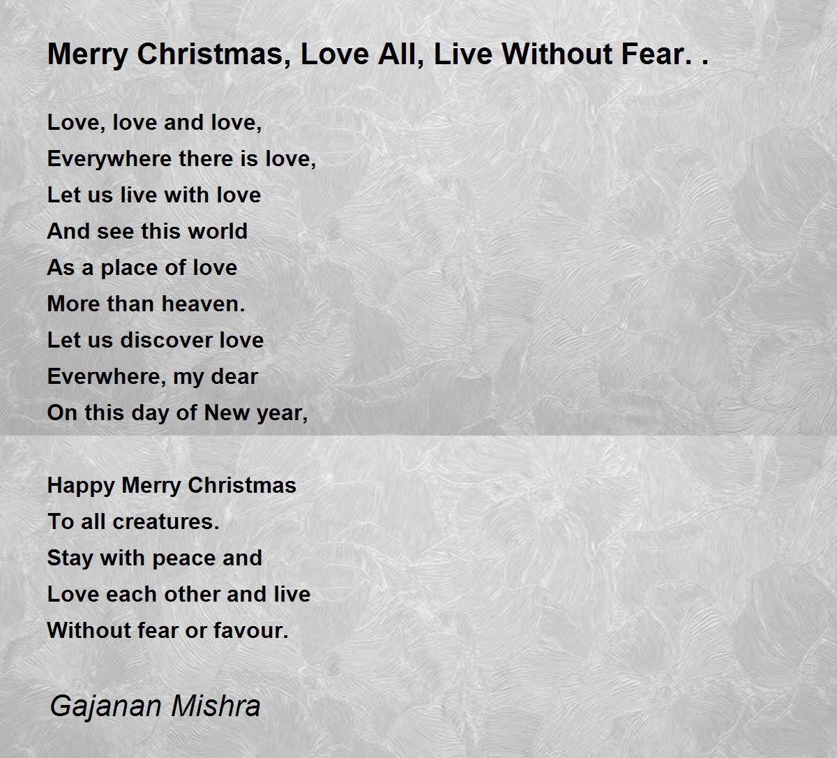 Merry Christmas, Love All, Live Without Fear.. - Merry Christmas ...