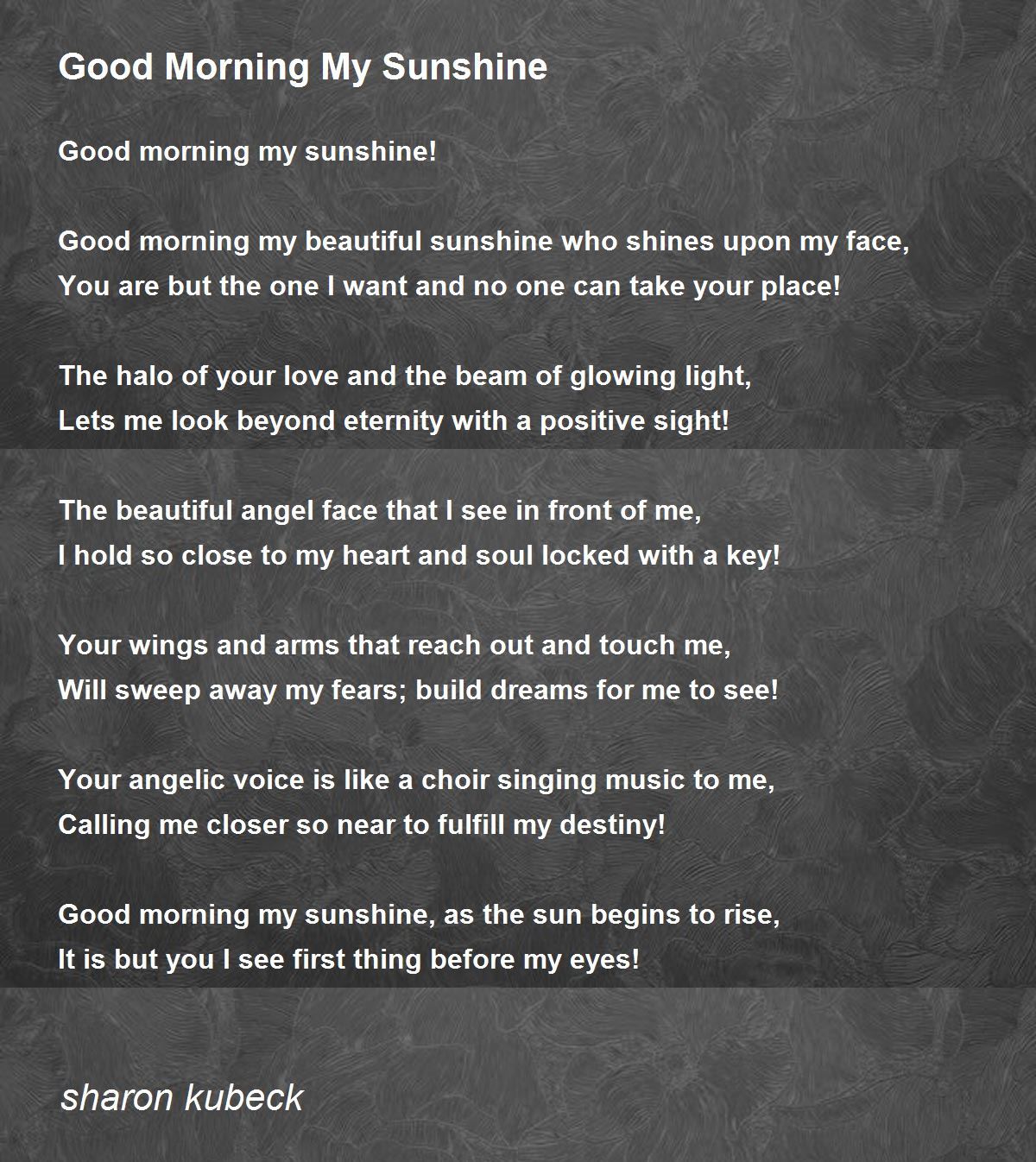 Good Morning My Sunshine - Good Morning My Sunshine Poem by sharon ...