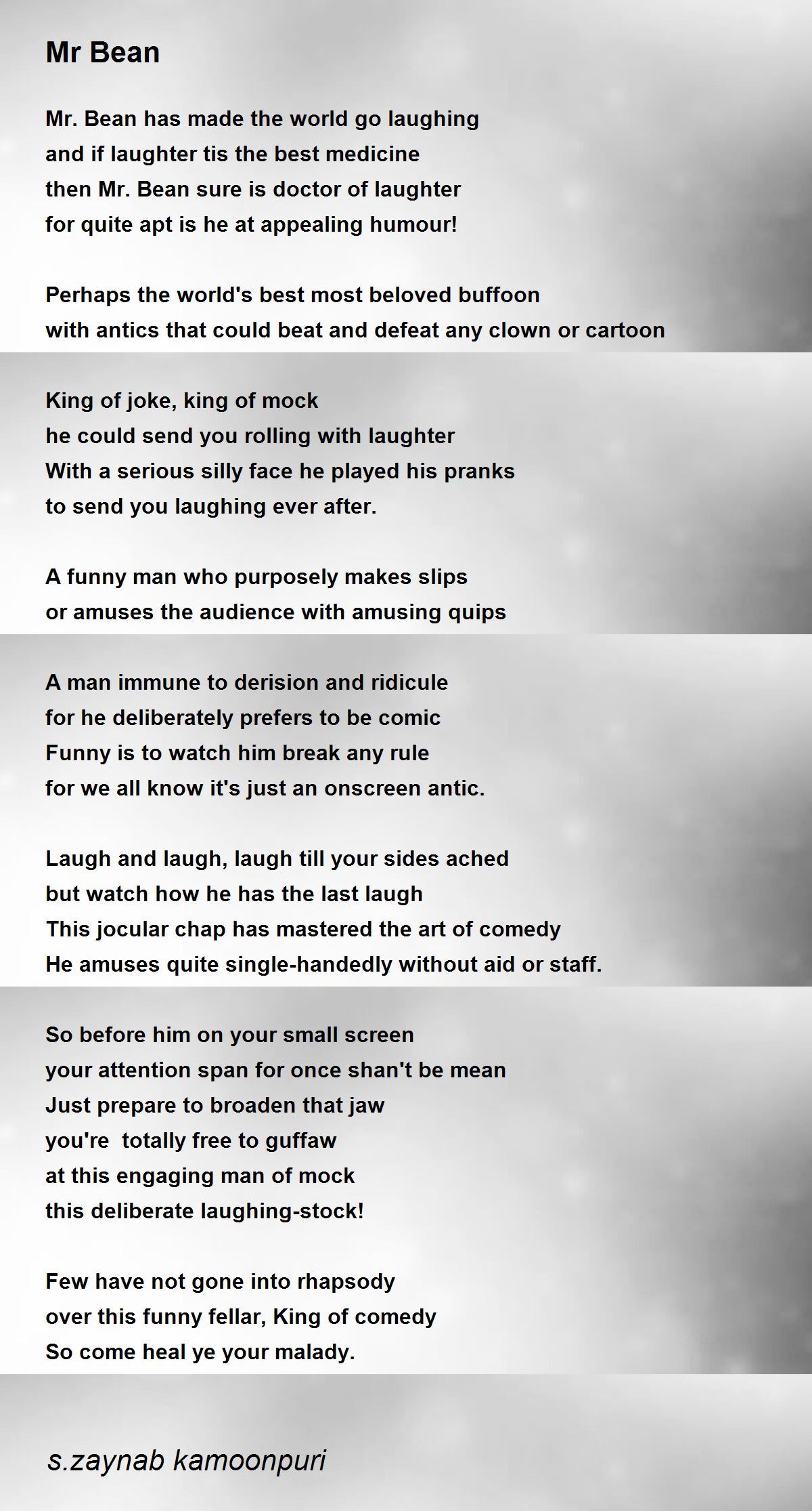 Mr Bean - Mr Bean Poem by  kamoonpury