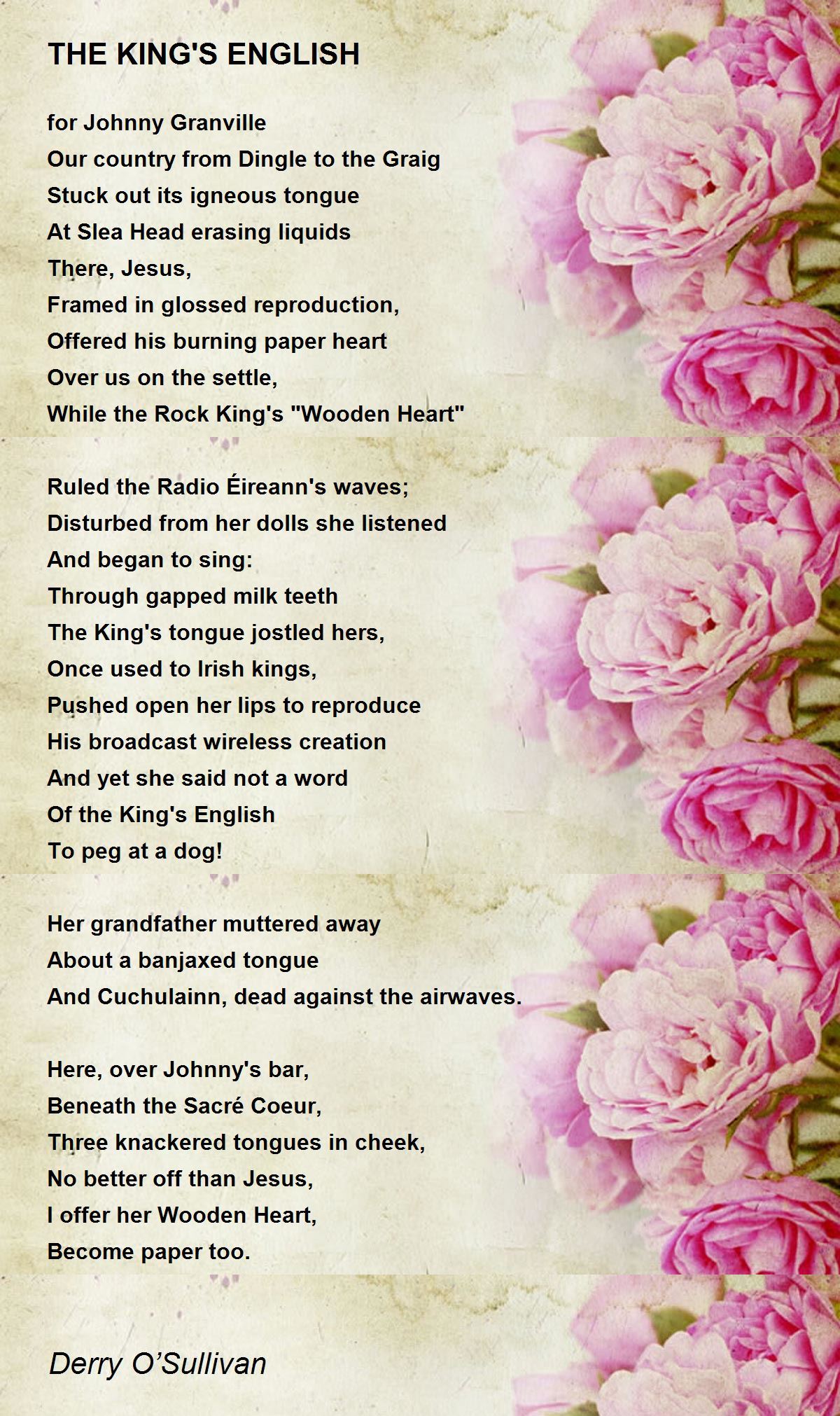 THE KING'S ENGLISH - THE KING'S ENGLISH Poem by Derry O'Sullivan