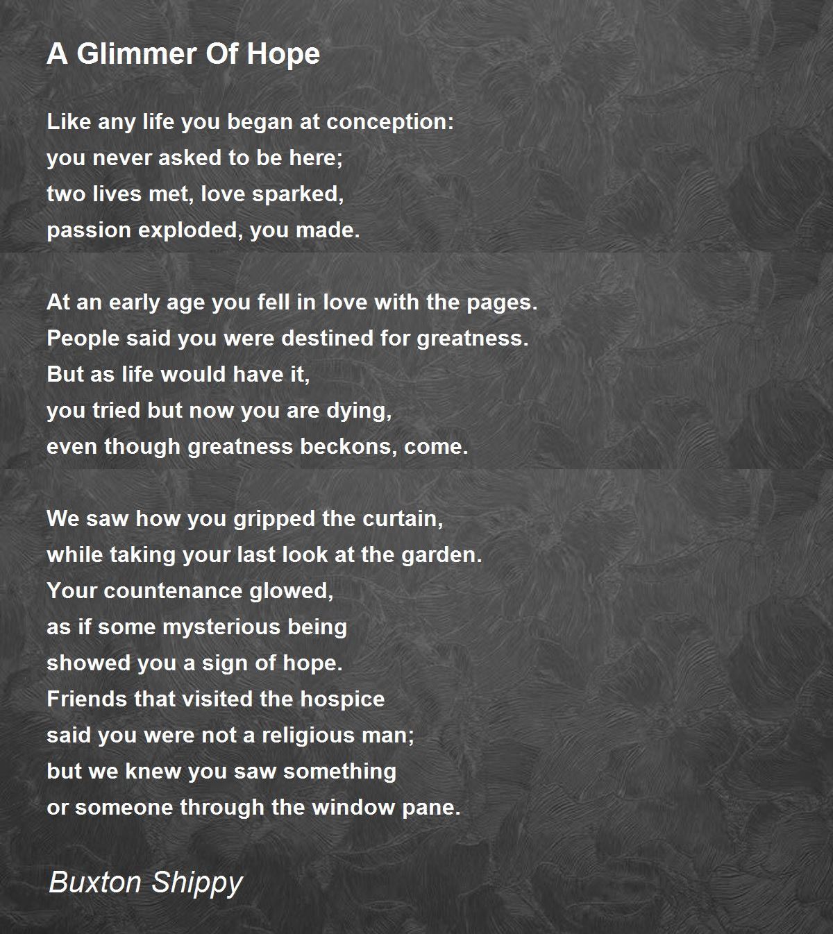 Spark Of Hope - Spark Of Hope Poem by Kaysen Fraker