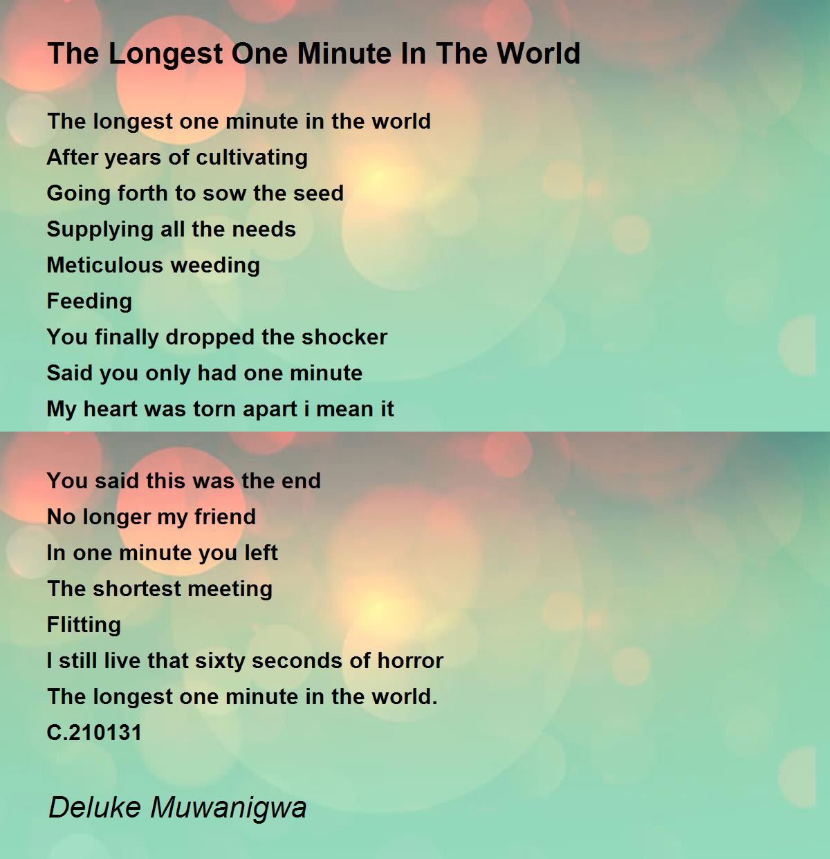 Longest One Minute In The World Poem