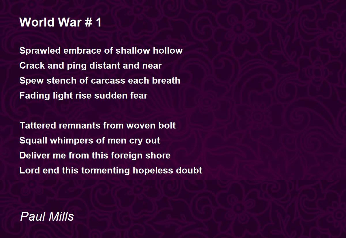 World War 1 Poem By Paul Mills