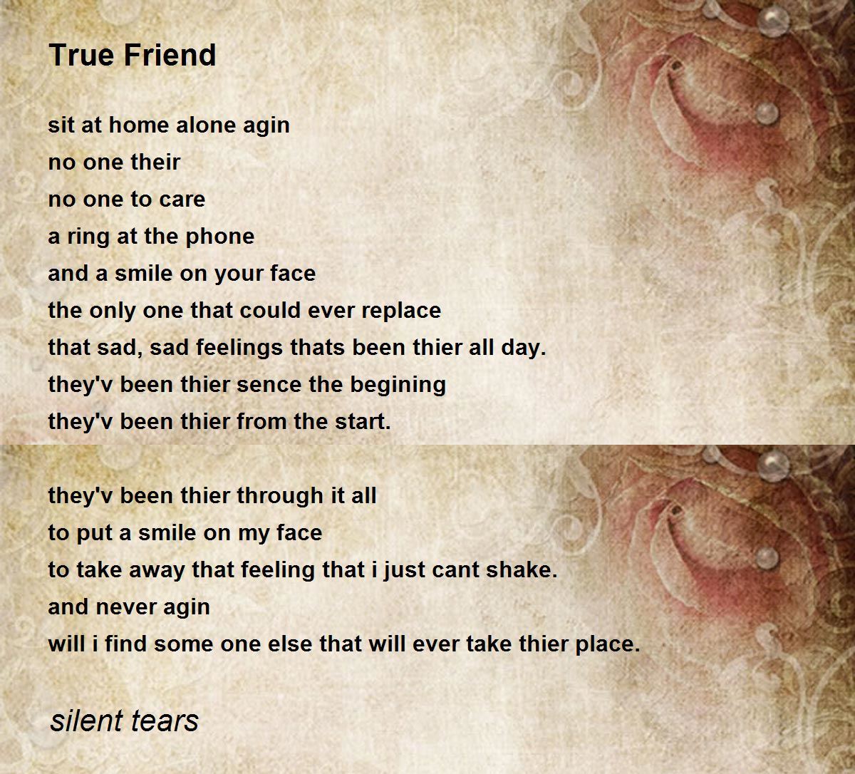 True Friend - True Friend Poem by silent tears