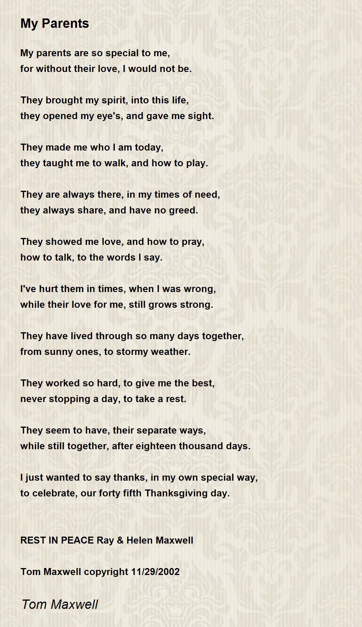 touching poems for parents