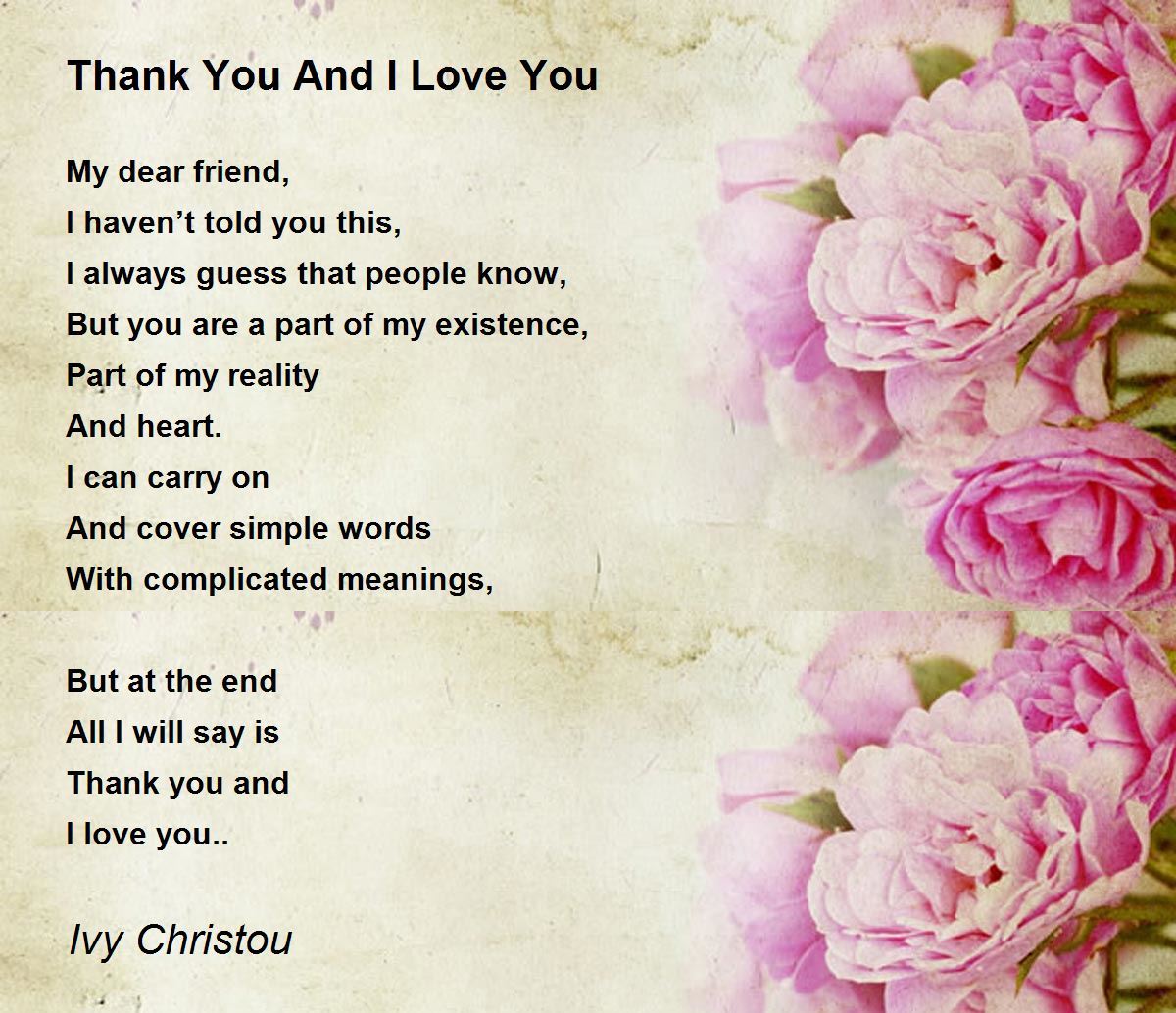 Thank You And I Love You - Thank You And I Love You Poem by Ivy ...