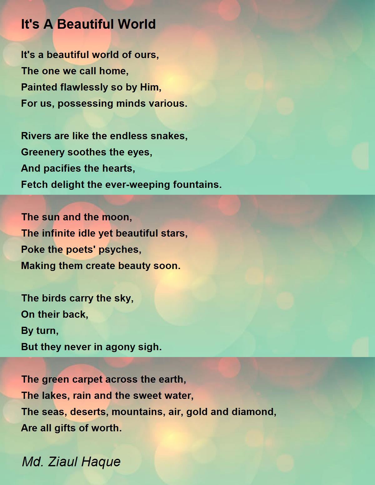 It's A Beautiful World - It's A Beautiful World Poem by Md. Ziaul ...