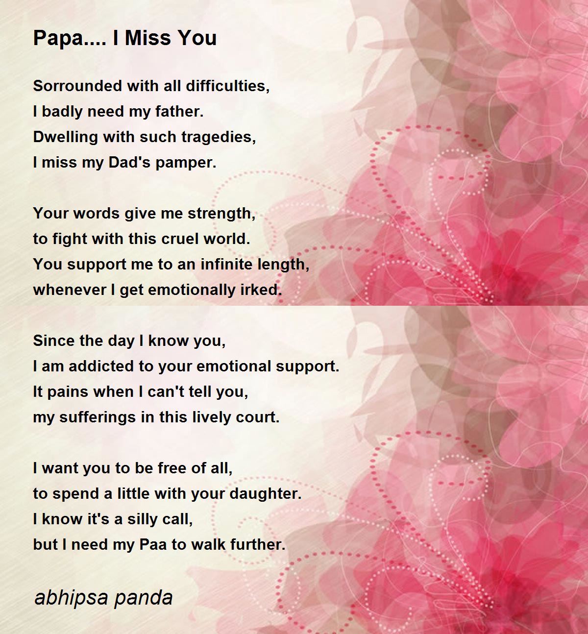 Papa.... I Miss You - Papa.... I Miss You Poem by abhipsa panda