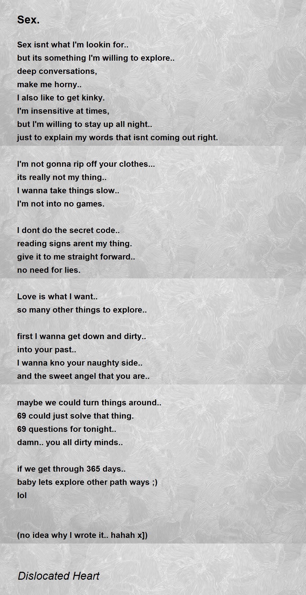 Sex. - Sex. Poem by Dislocated Heart