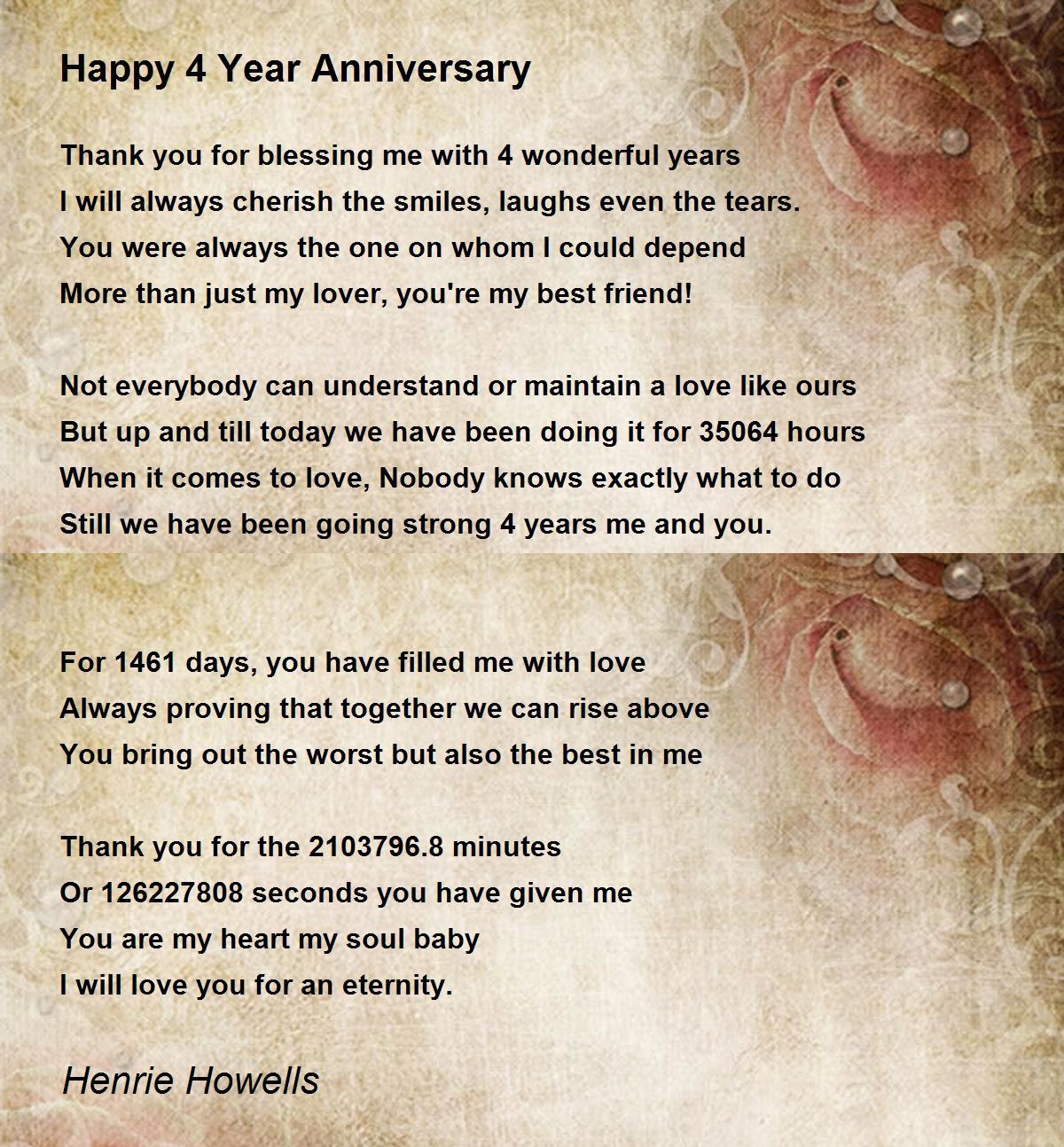 4 month anniversary poems