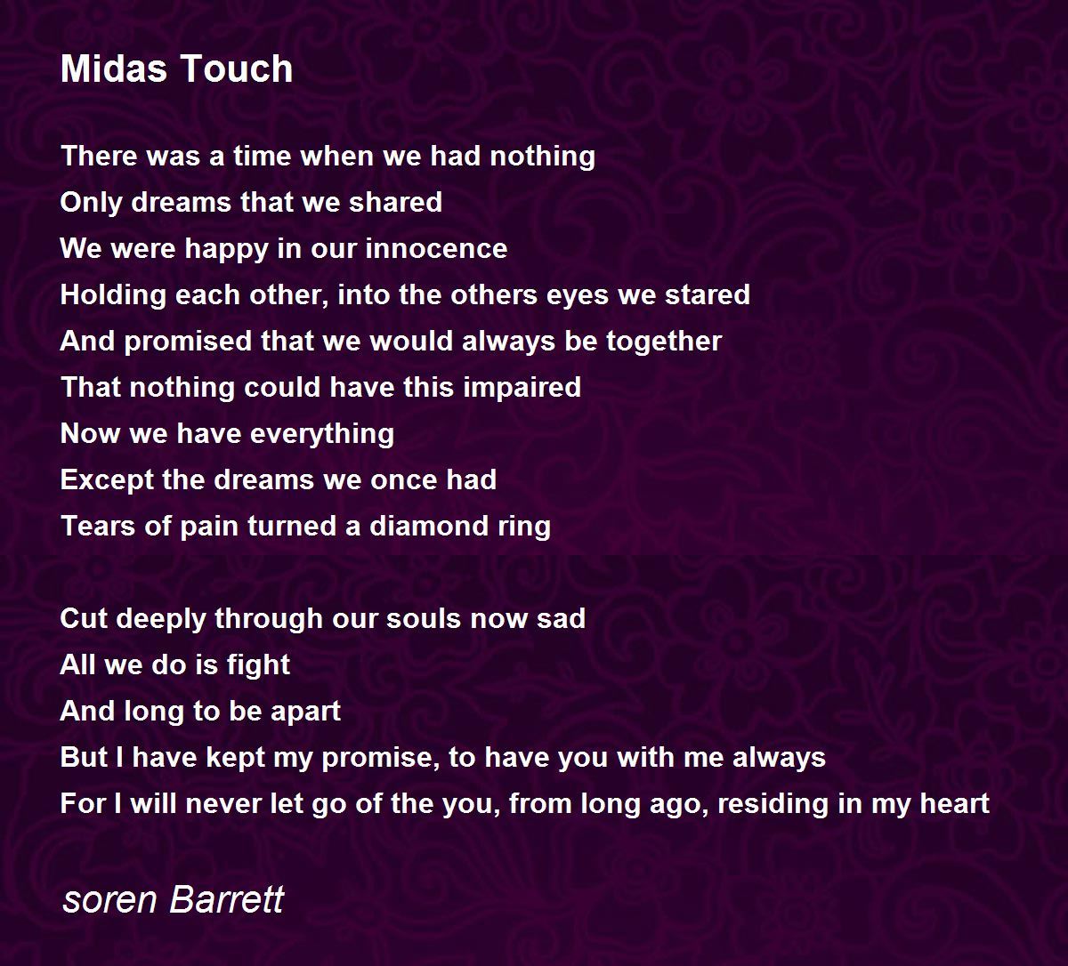 Midas touch Poems - Modern Award-winning Midas touch Poetry : All Poetry