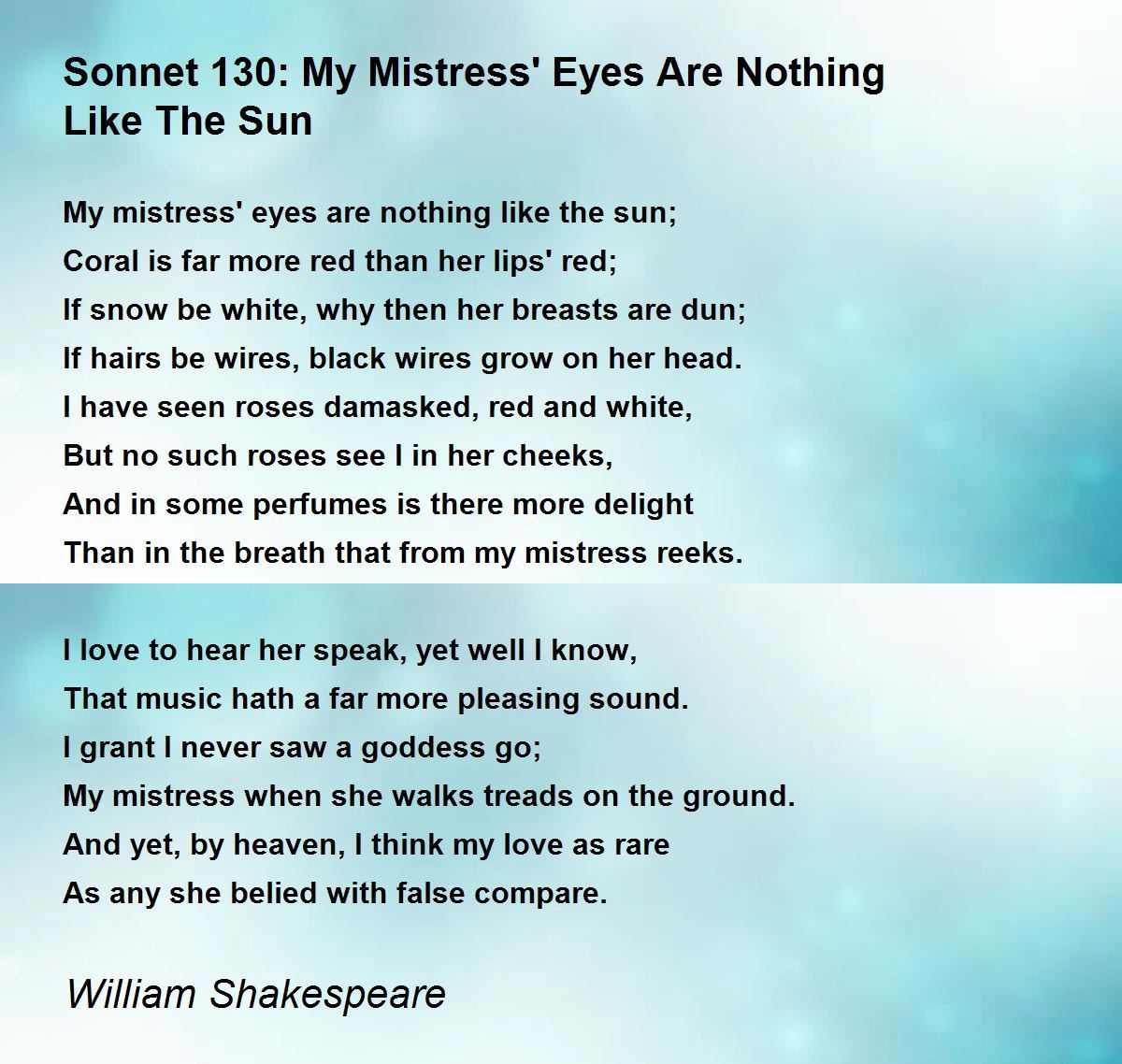 sonnet 130 theme