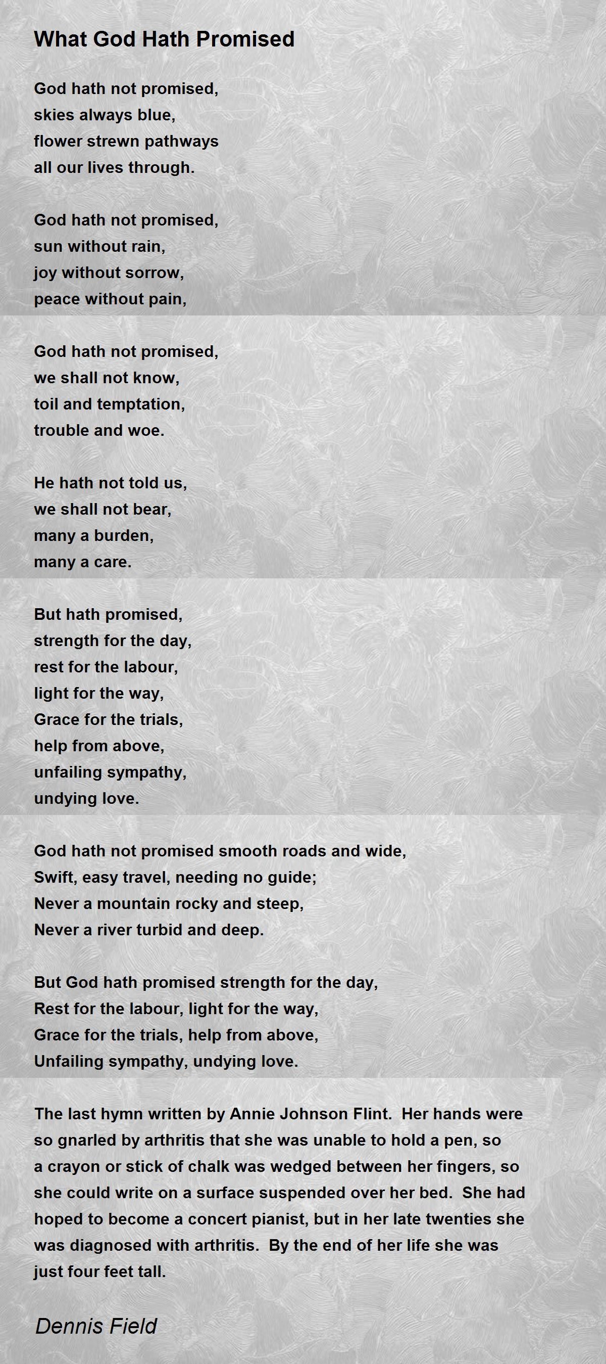 God Hath Not Promised Poem 