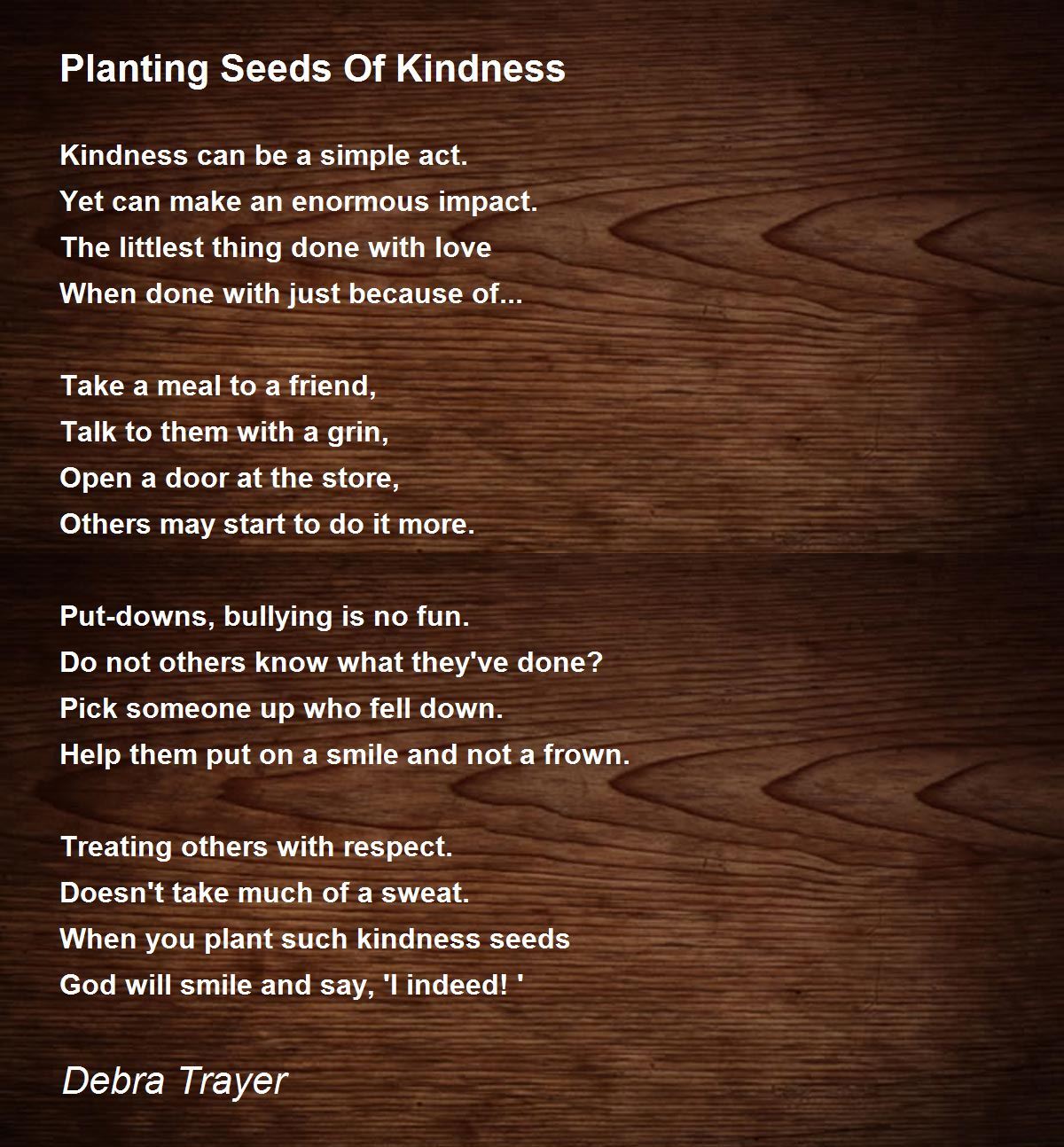 Planting Seeds Of Kindness Poem