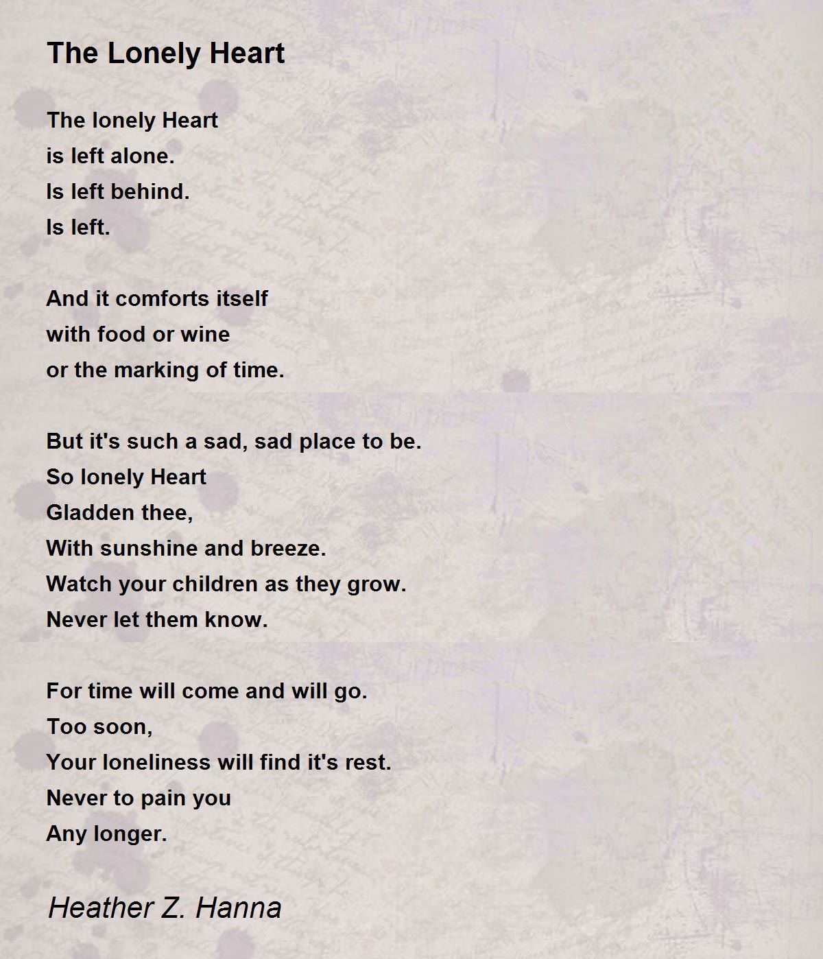 The Lonely Heart - The Lonely Heart Poem by Heather Z. Hanna