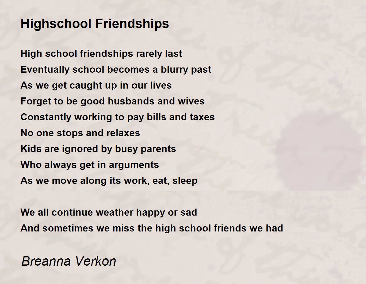 short poems about friendship for teenagers