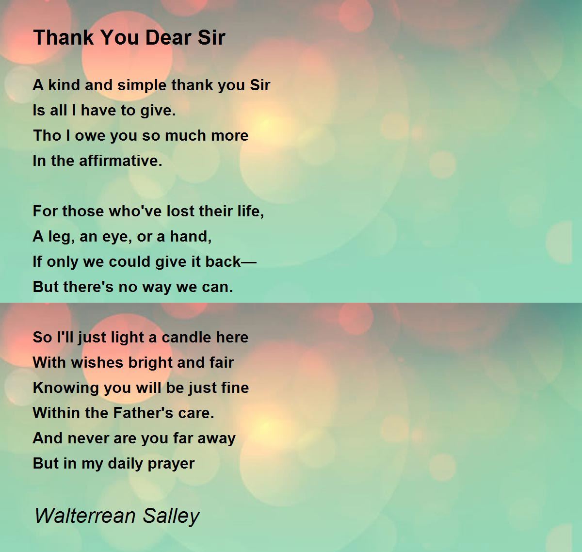 thank you veterans poems