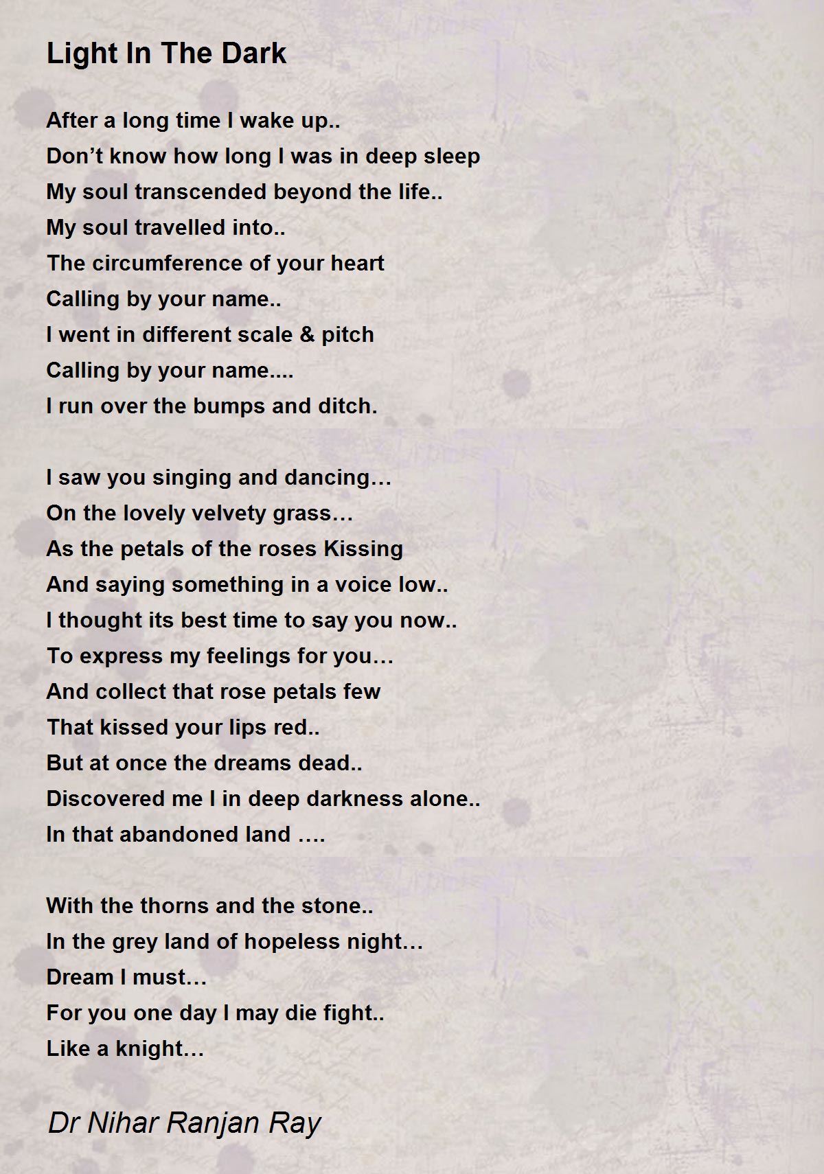 Dark Poem By Dr Nihar Ranjan Ray