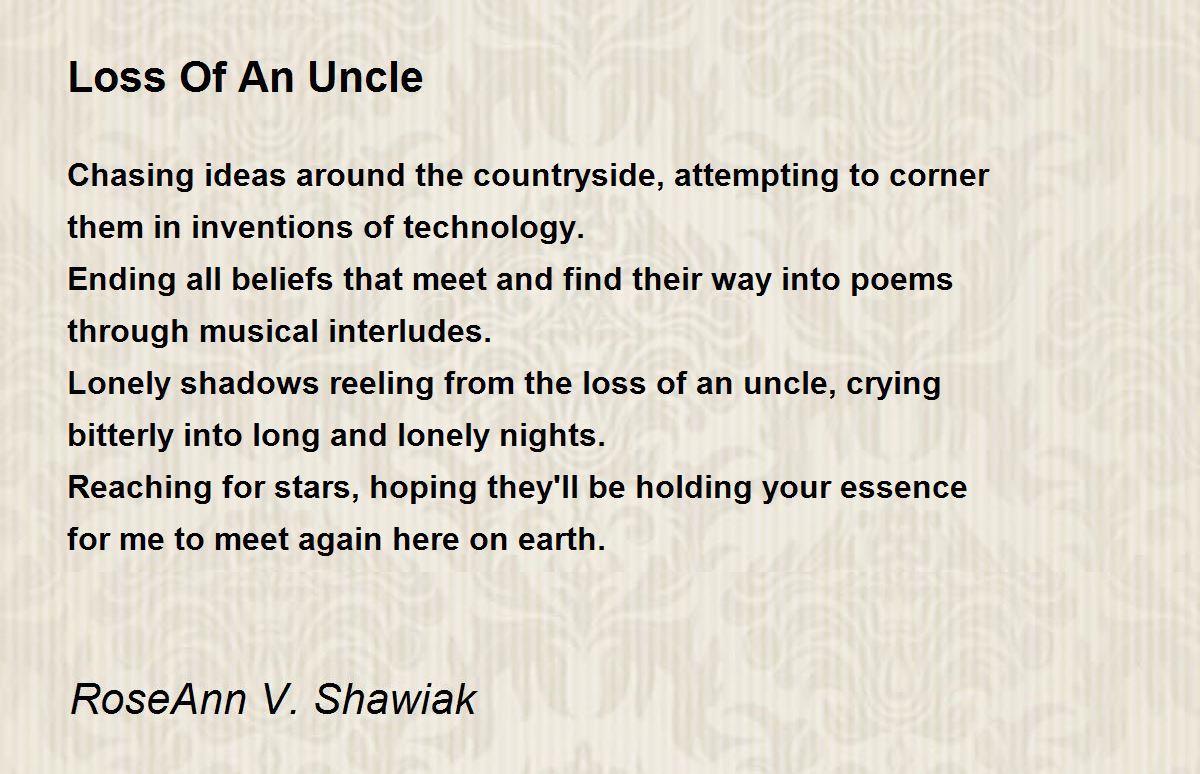 Rest In Peace Poems Uncle