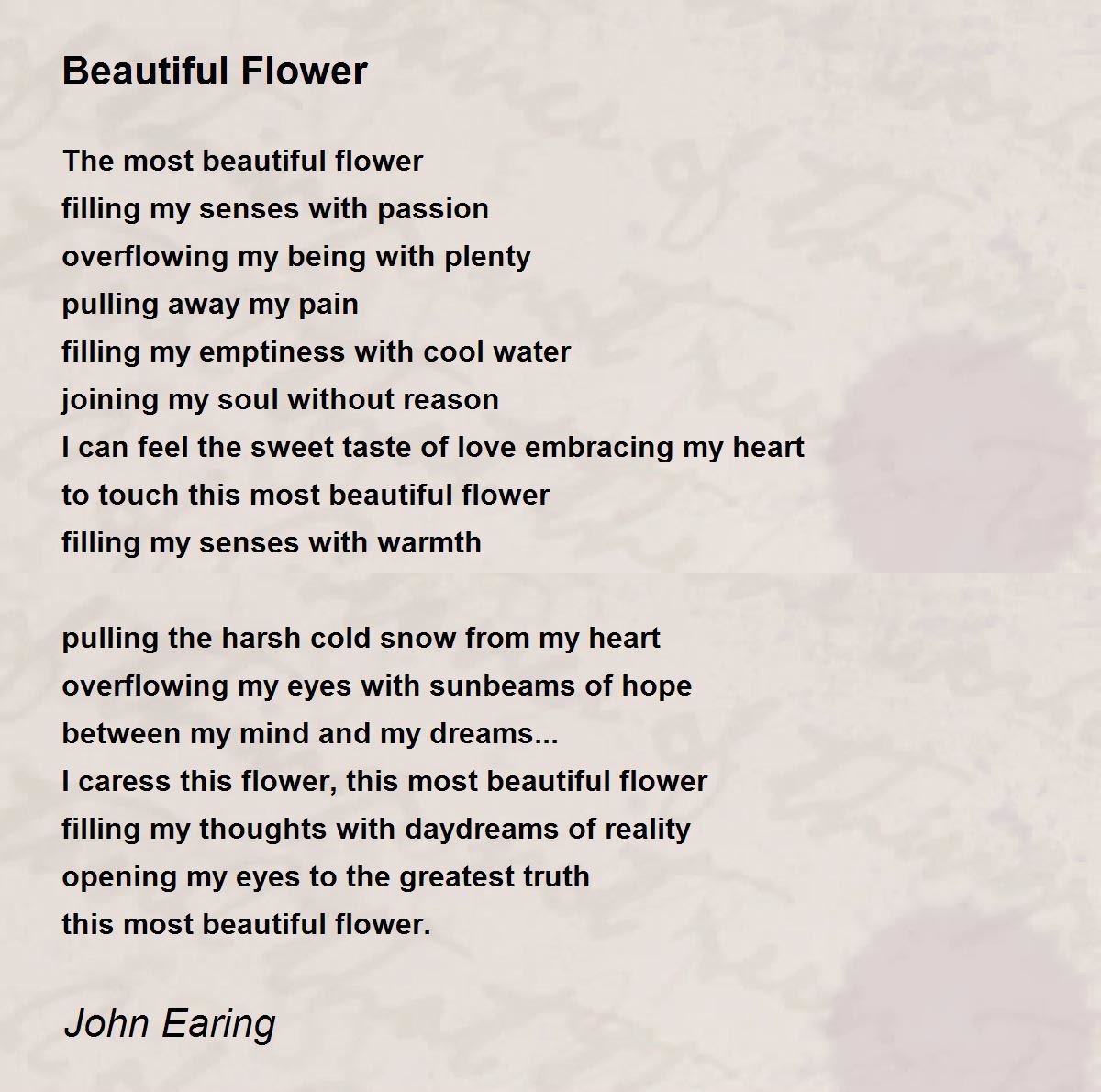 Beautiful Flower Poem By John Earing