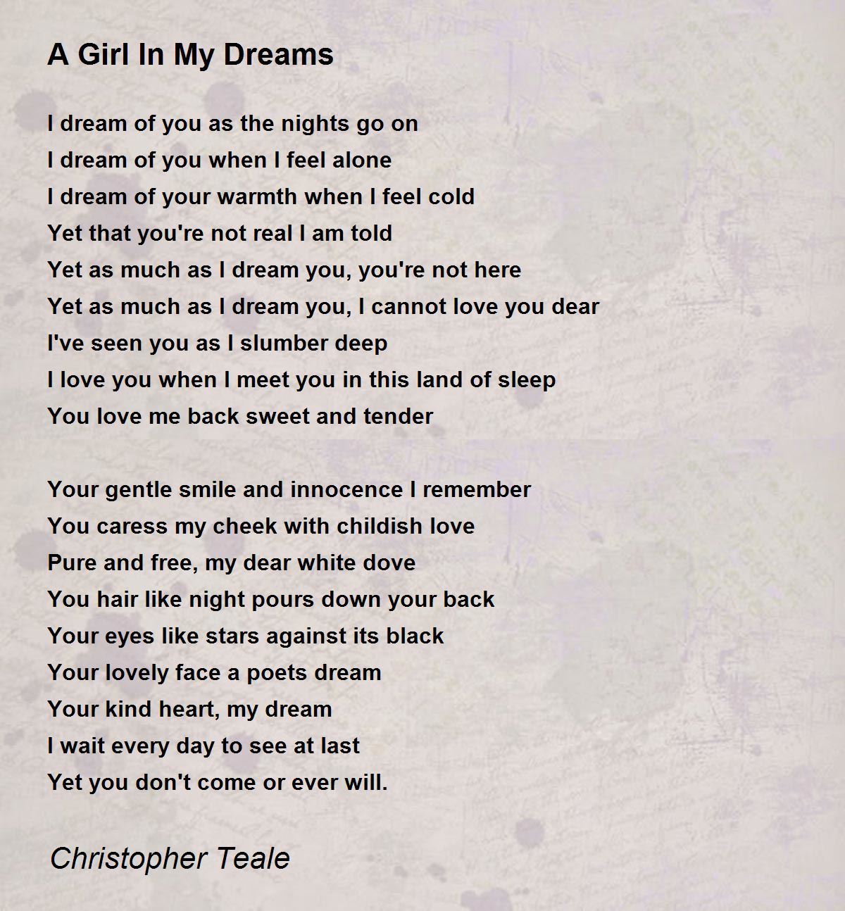 A Girl In My Dreams - A Girl In My Dreams Poem by Christopher Teale