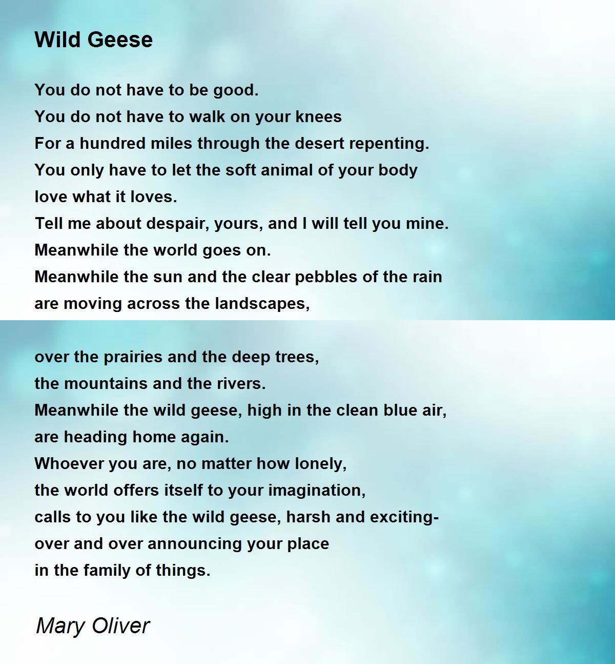 wild geese mary oliver theme