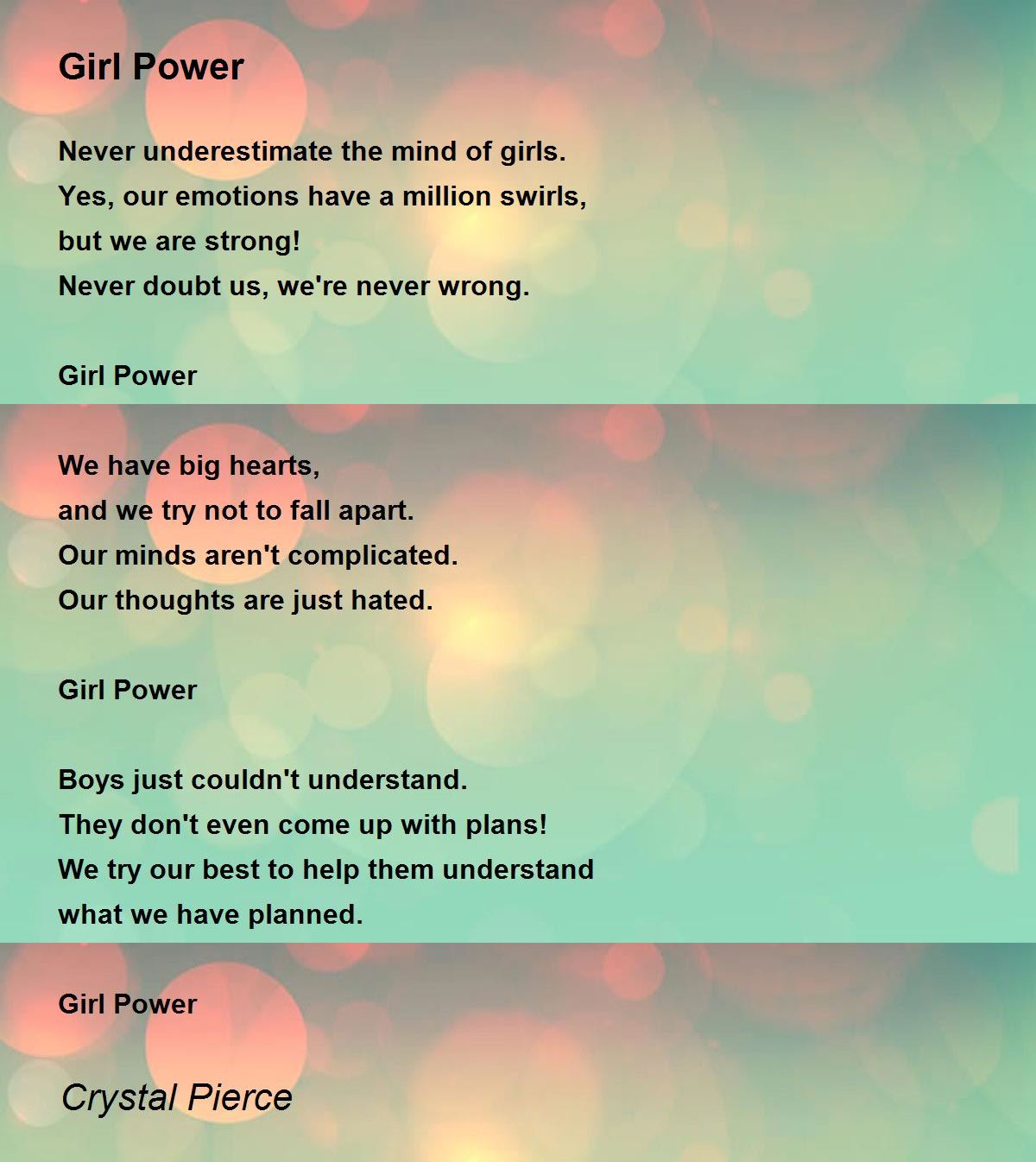Girl Power - Girl Power Poem by Crystal Pierce